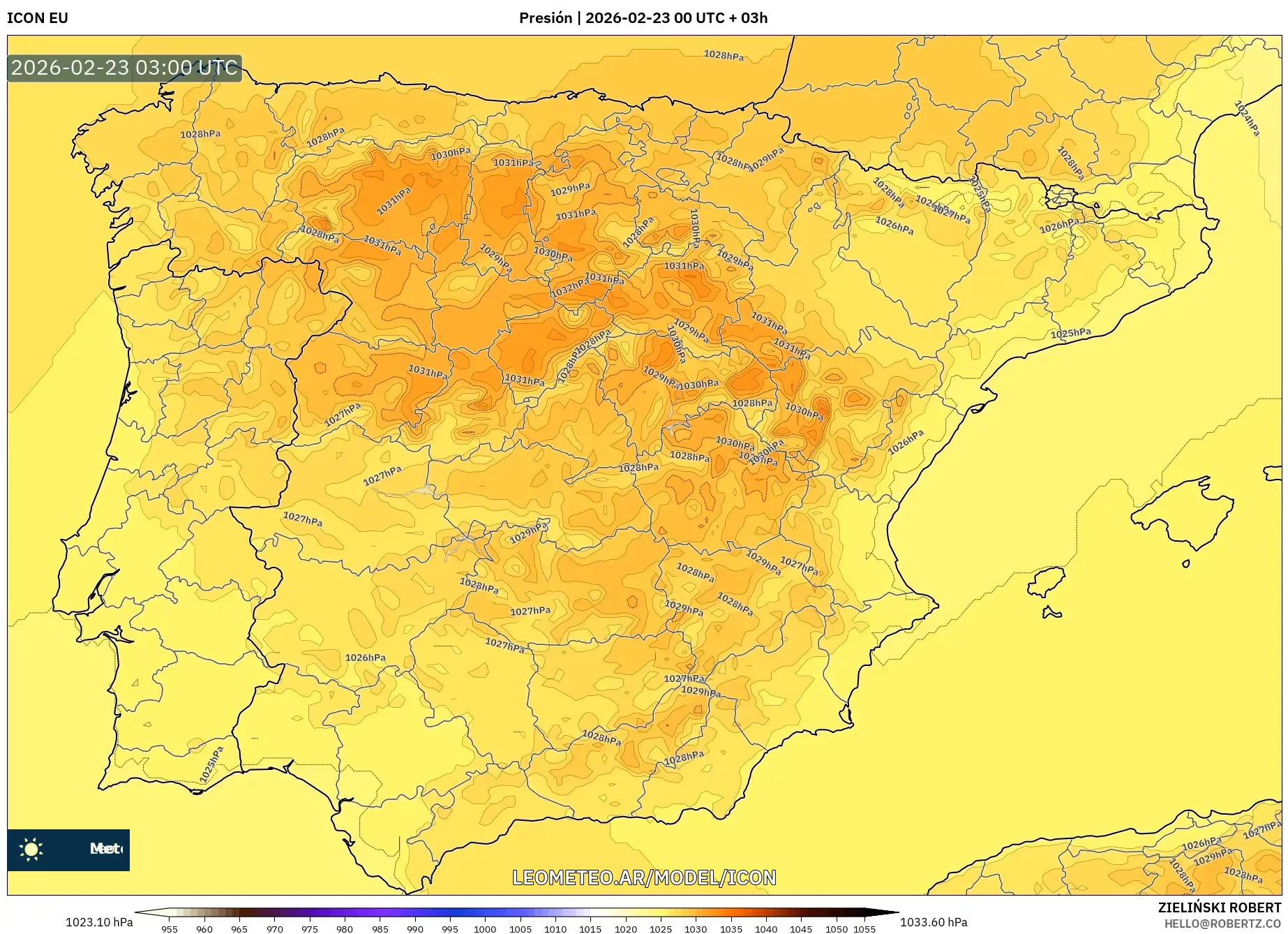 ICON model - Hiszpania, Ciśnienie