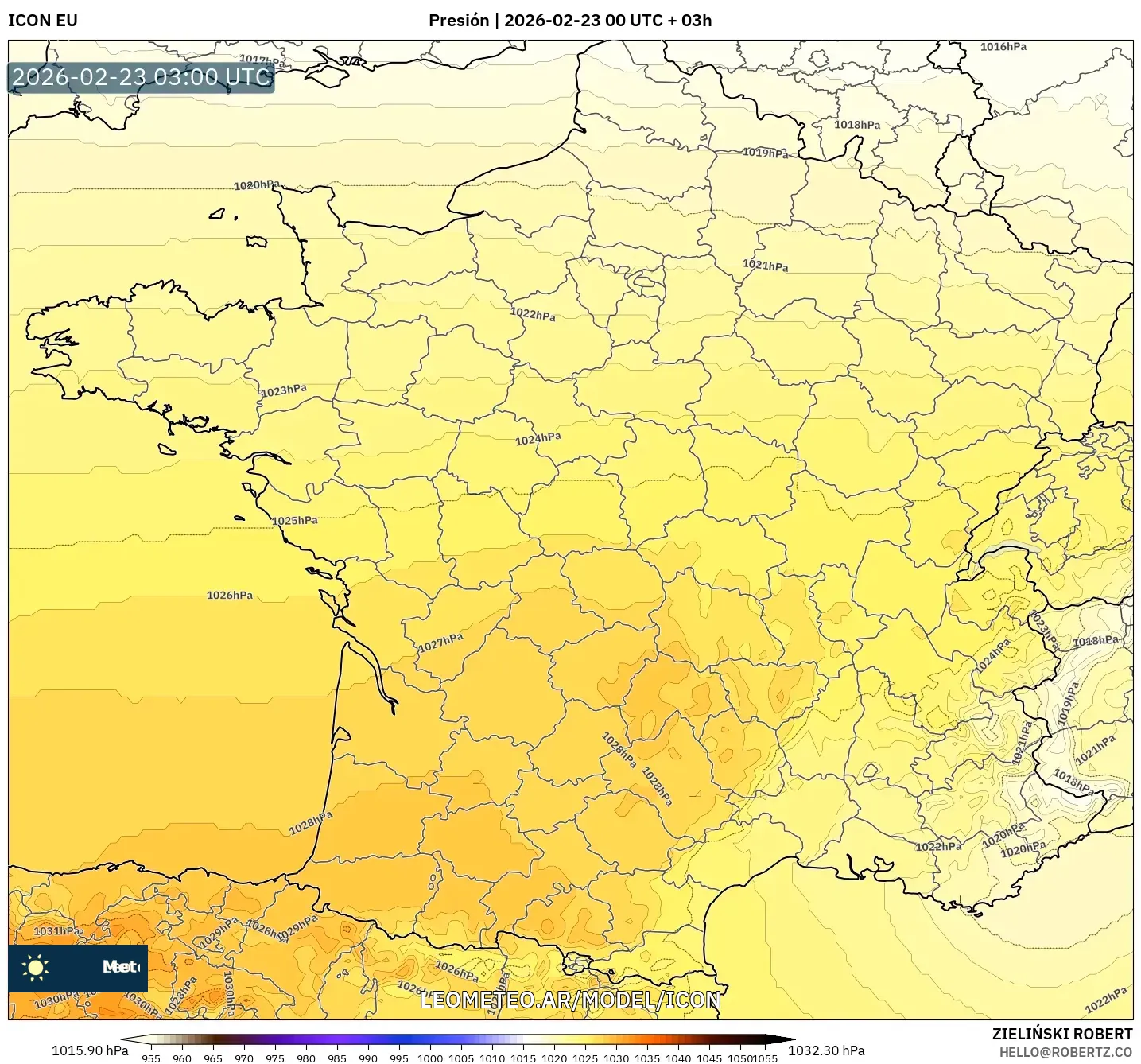 ICON model - Francja, Ciśnienie