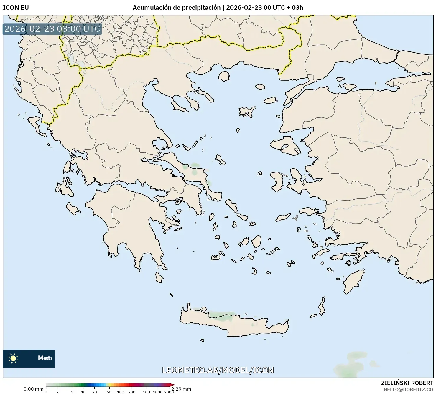 ICON model - Grecja, Suma opadów