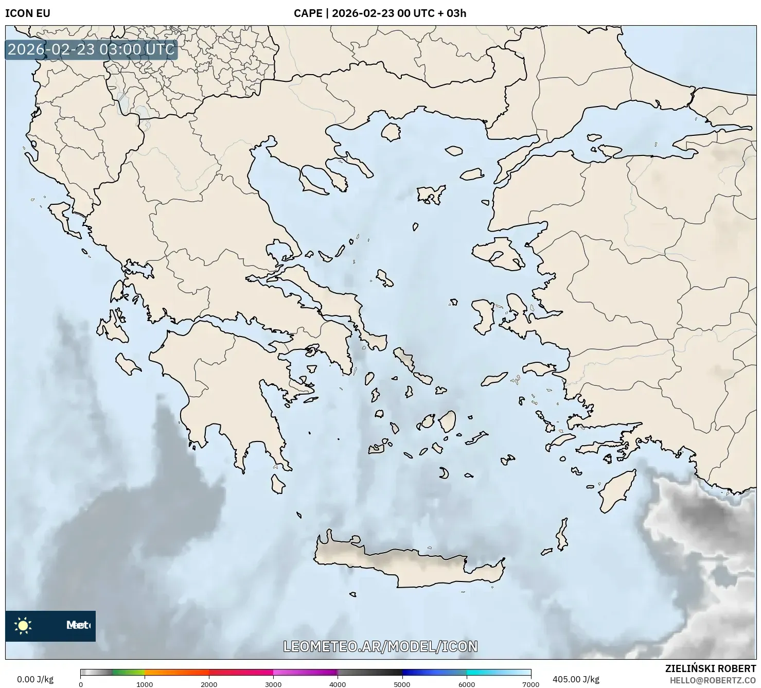 ICON model - Grecja, CAPE