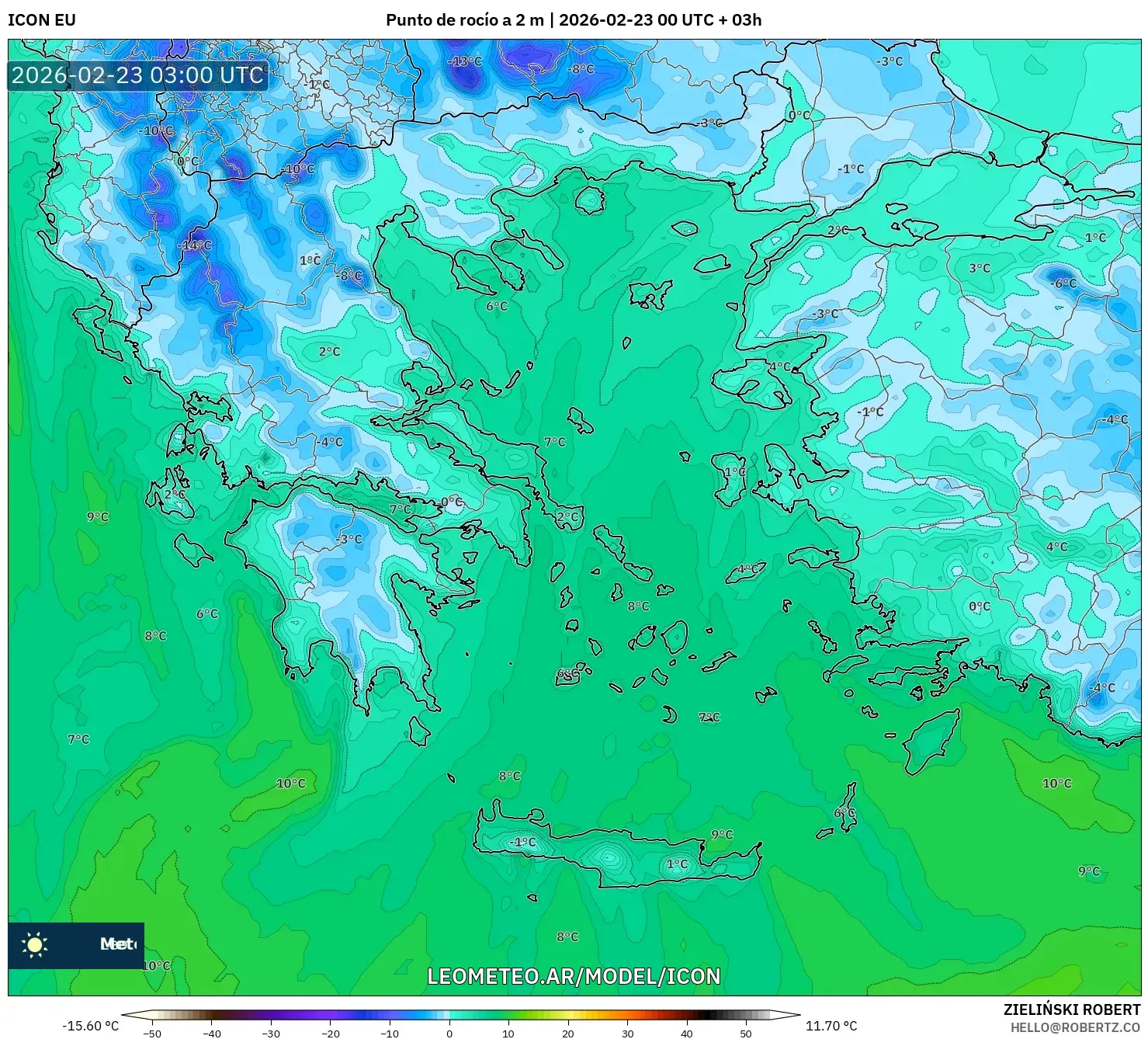 ICON model - Grecja, Punkt rosy na 2 m