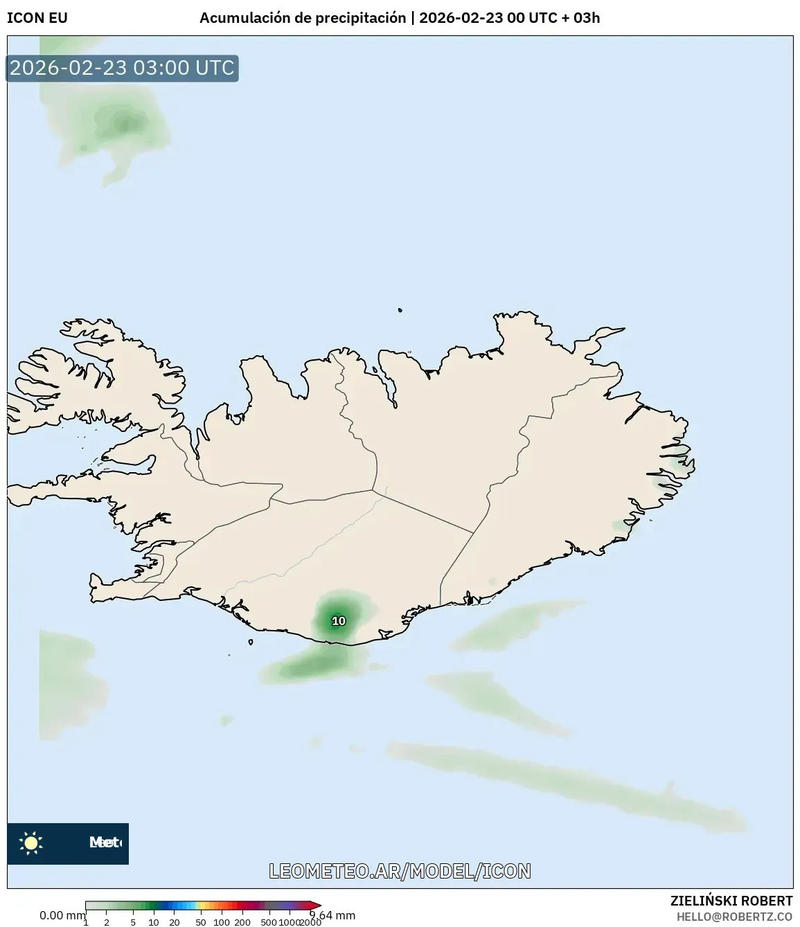 ICON model - Islandia, Suma opadów