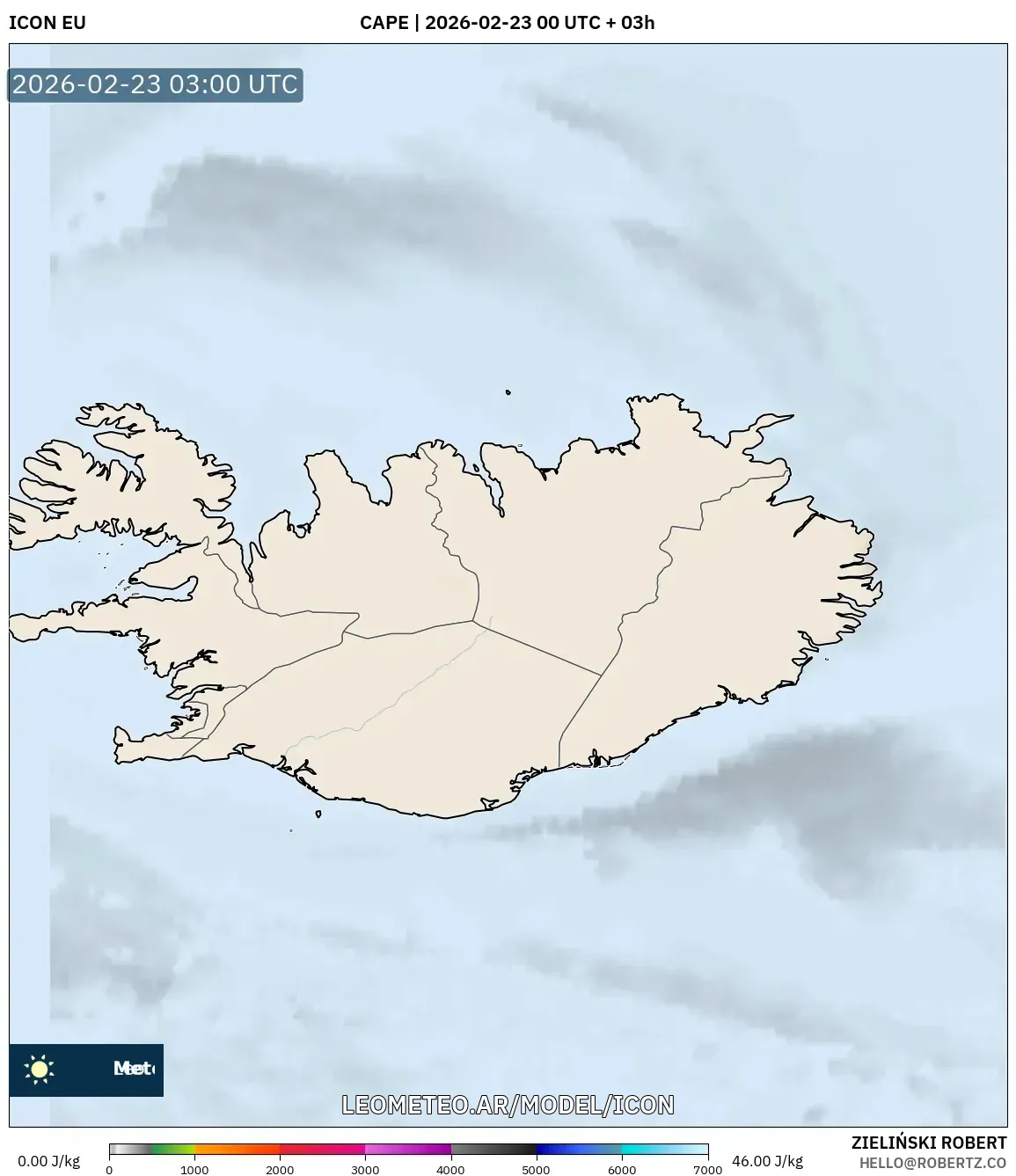 ICON model - Islandia, CAPE