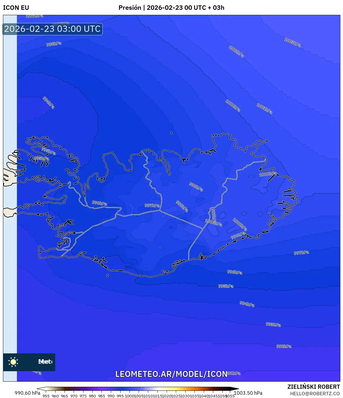 ICON model - Islandia, Ciśnienie