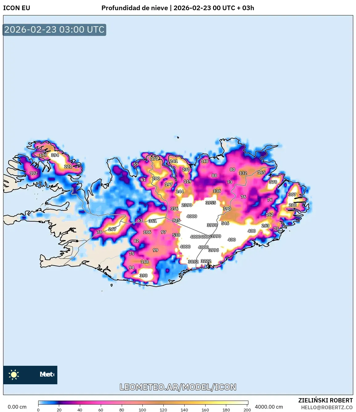 ICON model - Islandia, Pokrywa śnieżna