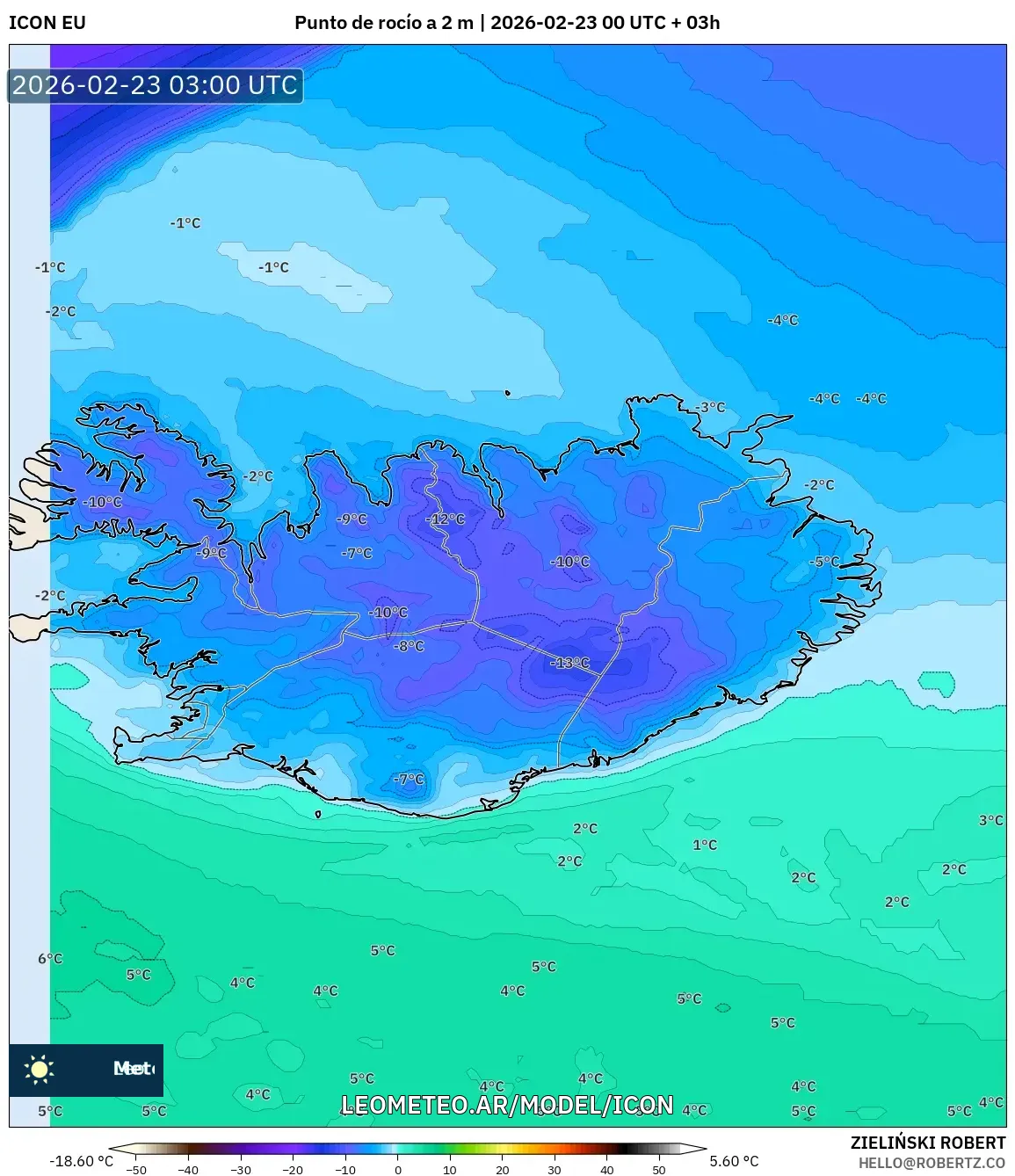 ICON model - Islandia, Punkt rosy na 2 m