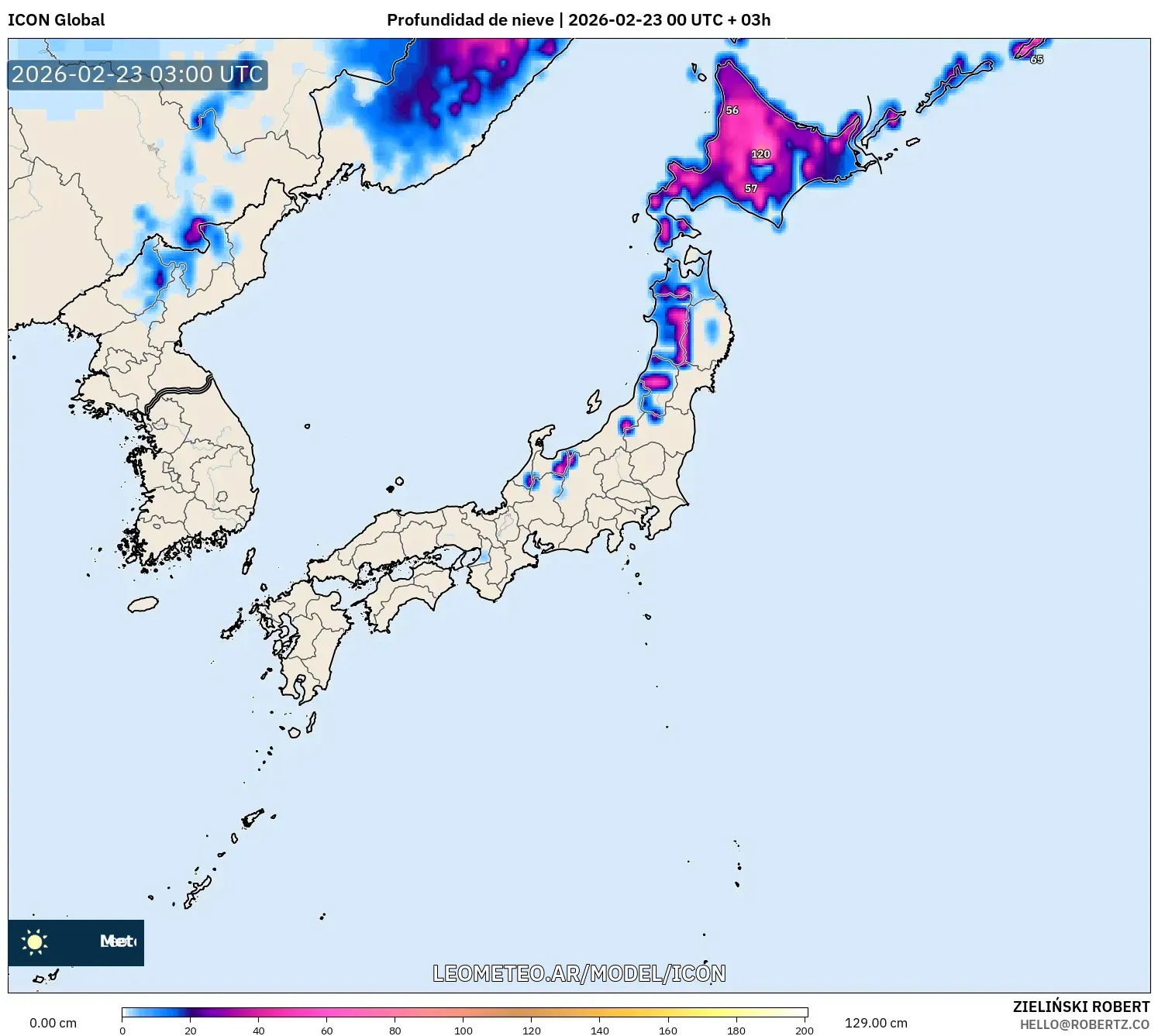 ICON model - Japonia, Pokrywa śnieżna