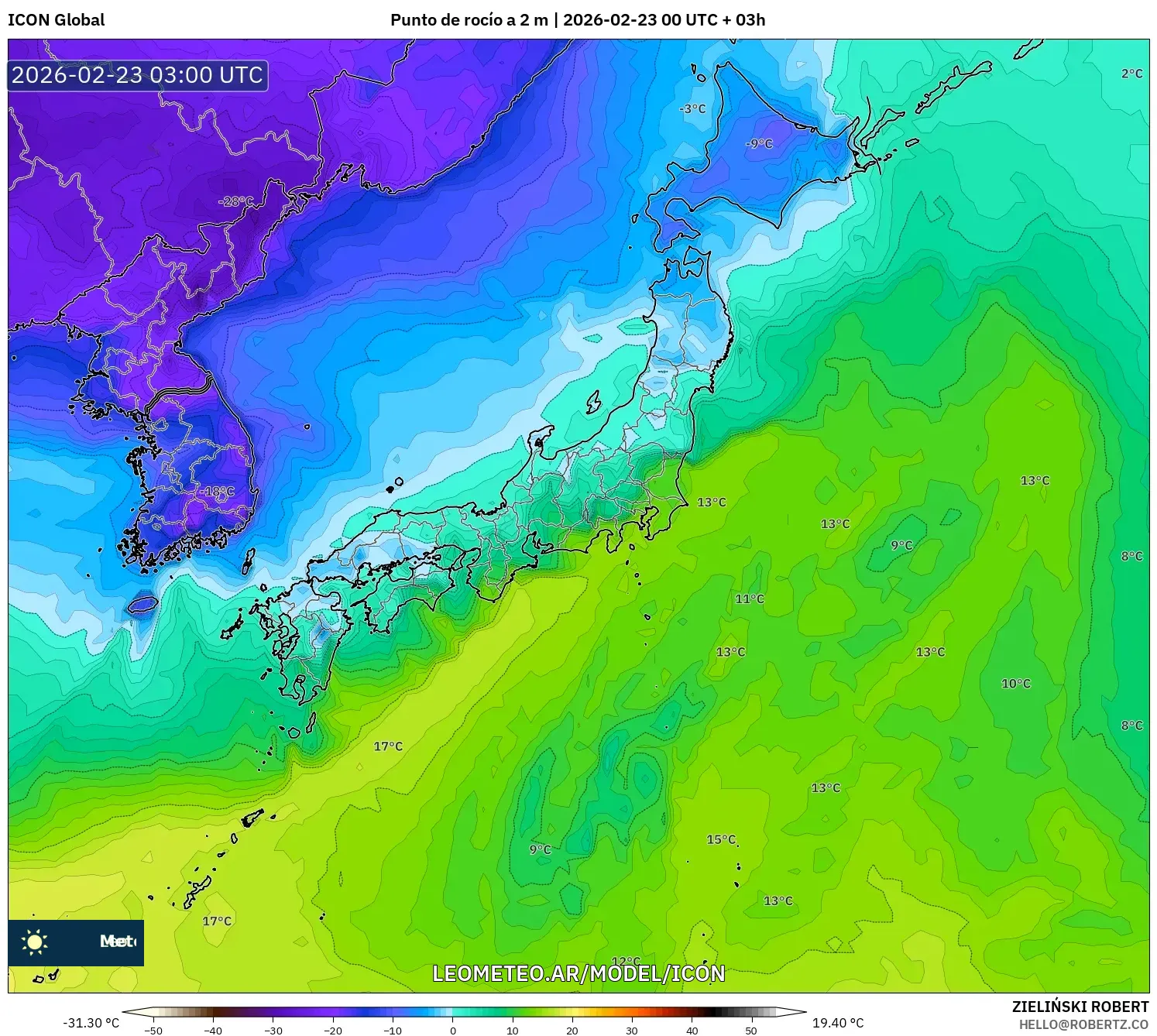 ICON model - Japonia, Punkt rosy na 2 m