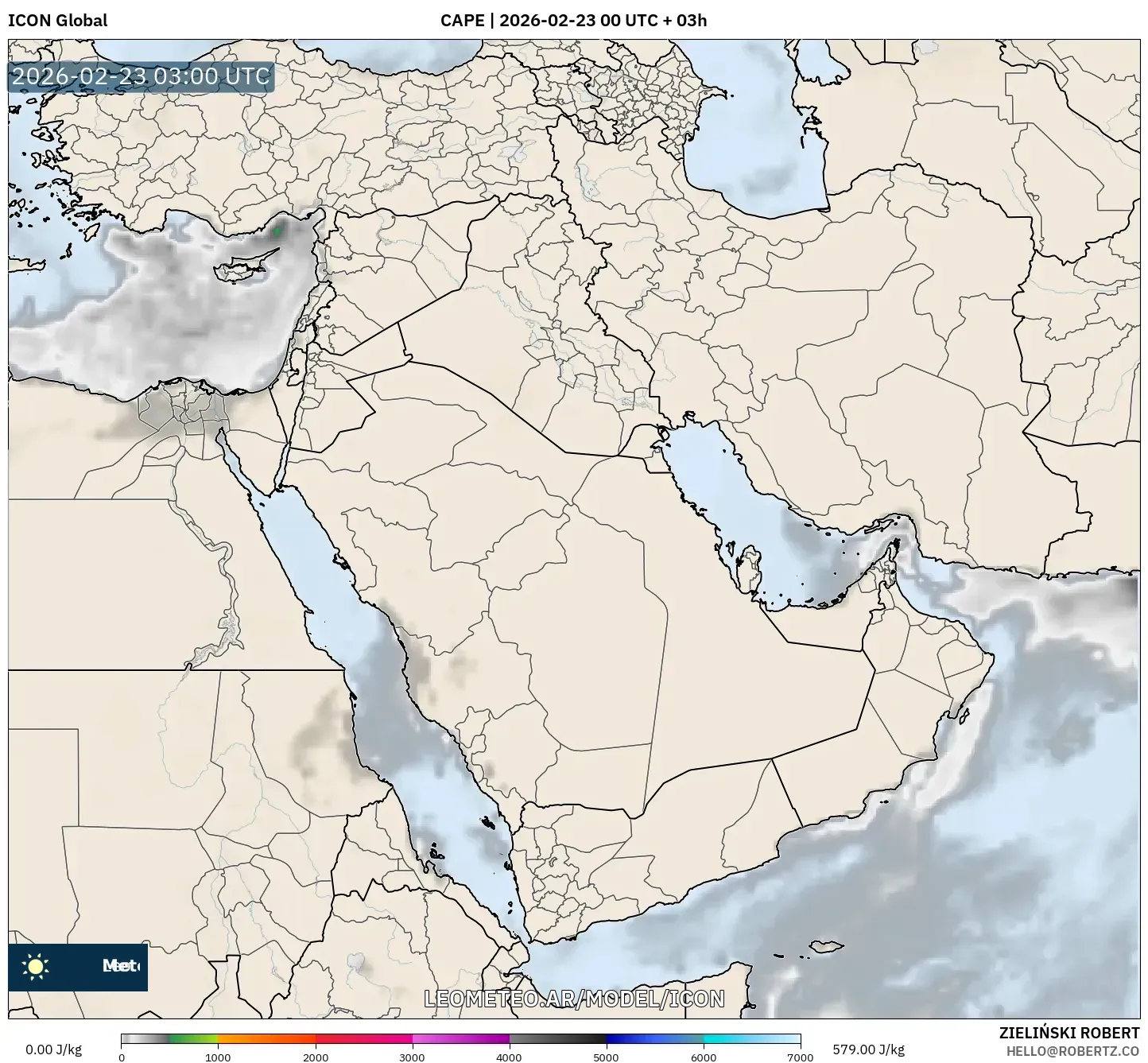 ICON model - Bliski Wschód, CAPE