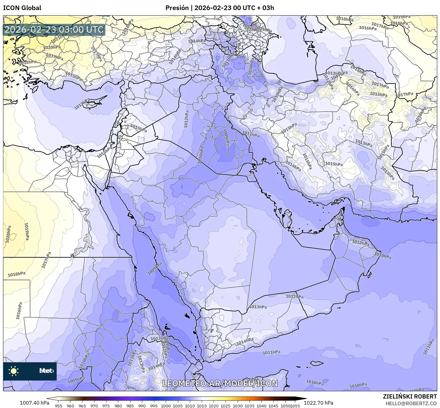 ICON model - Bliski Wschód, Ciśnienie