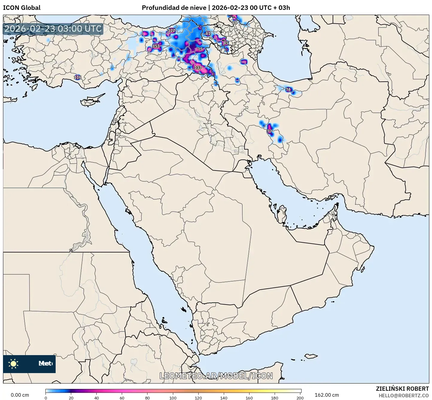 ICON model - Bliski Wschód, Pokrywa śnieżna