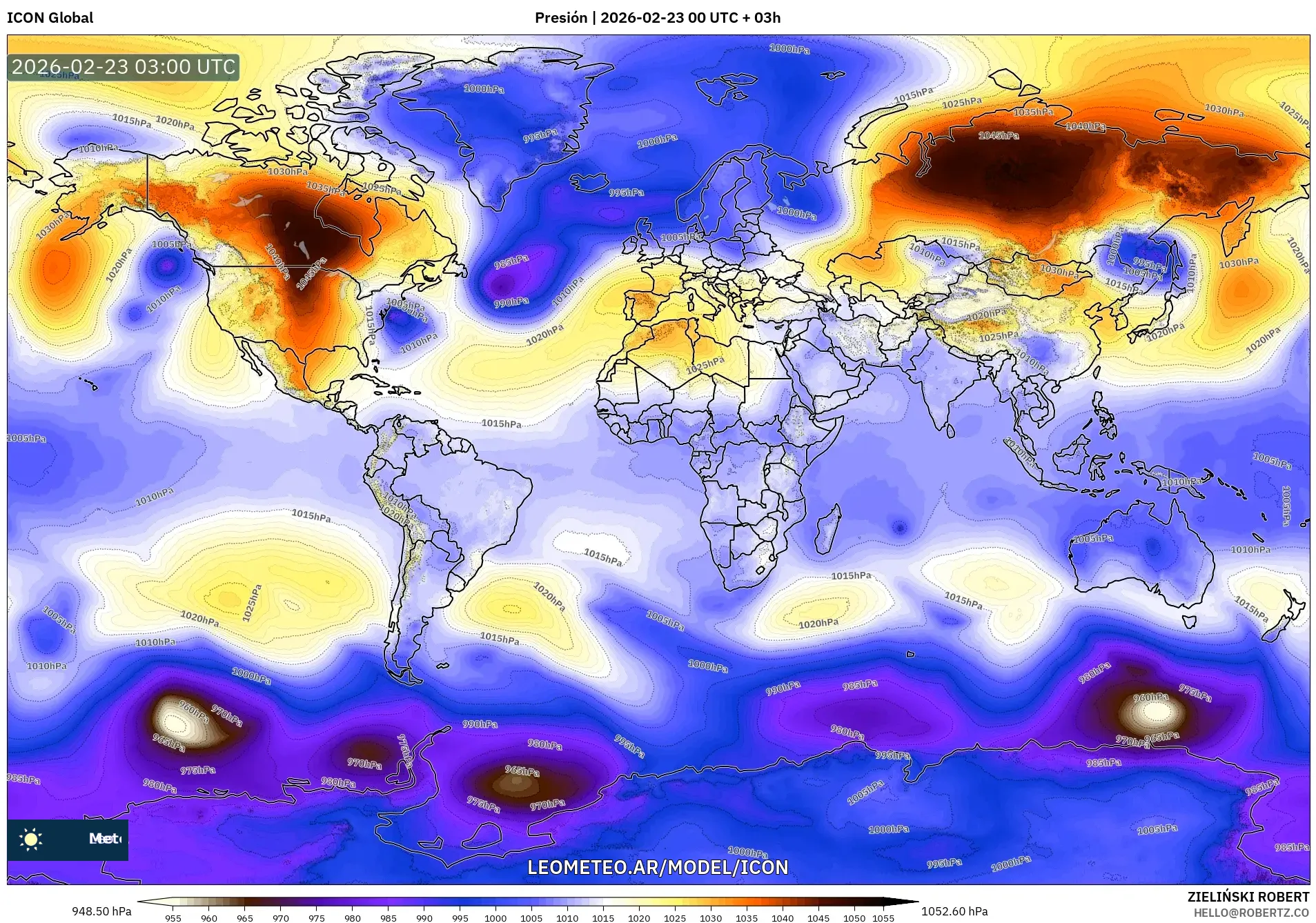 ICON model - Świat, Ciśnienie