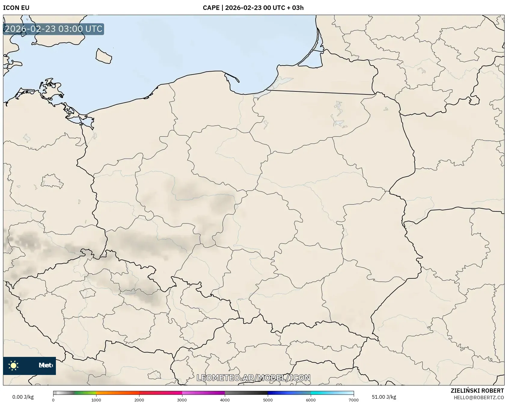 ICON model - Polska, CAPE