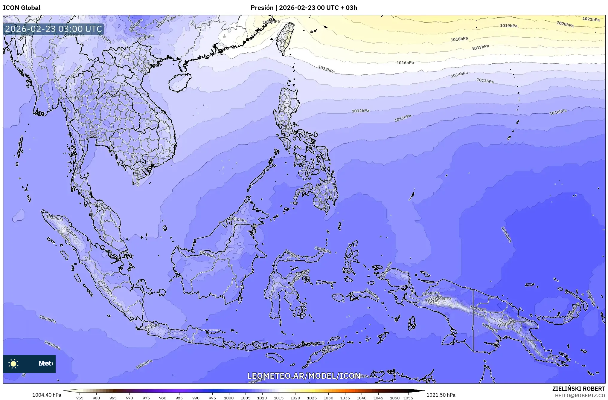 ICON model - Azja Południowo-Wschodnia, Ciśnienie