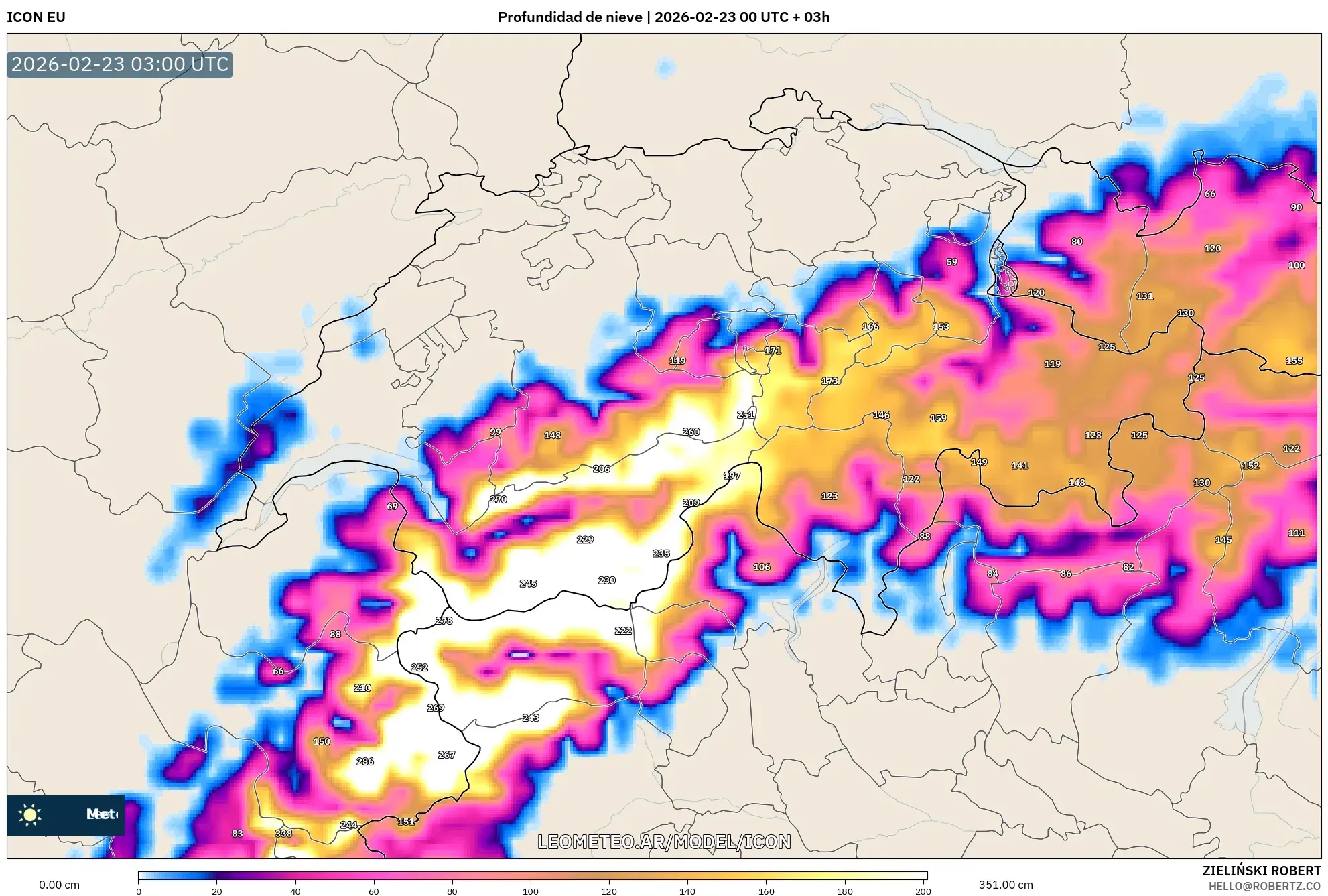 ICON model - Szwajcaria, Pokrywa śnieżna