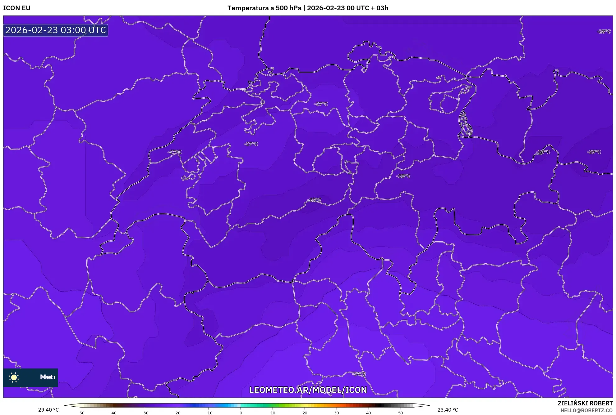ICON model - Szwajcaria, Temperatura na 500 hPa
