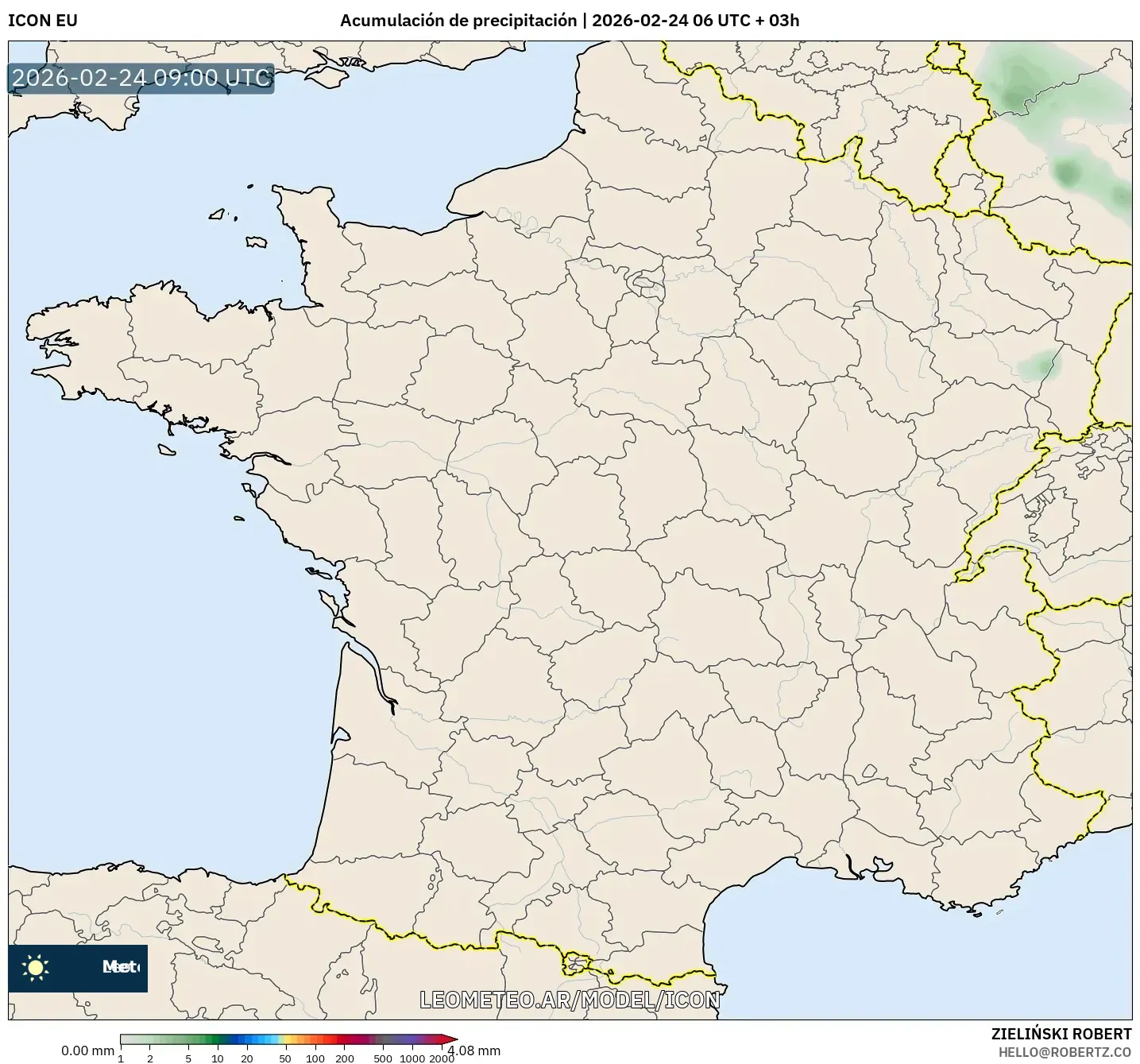 ICON model - Francia, Acumulación de precipitación