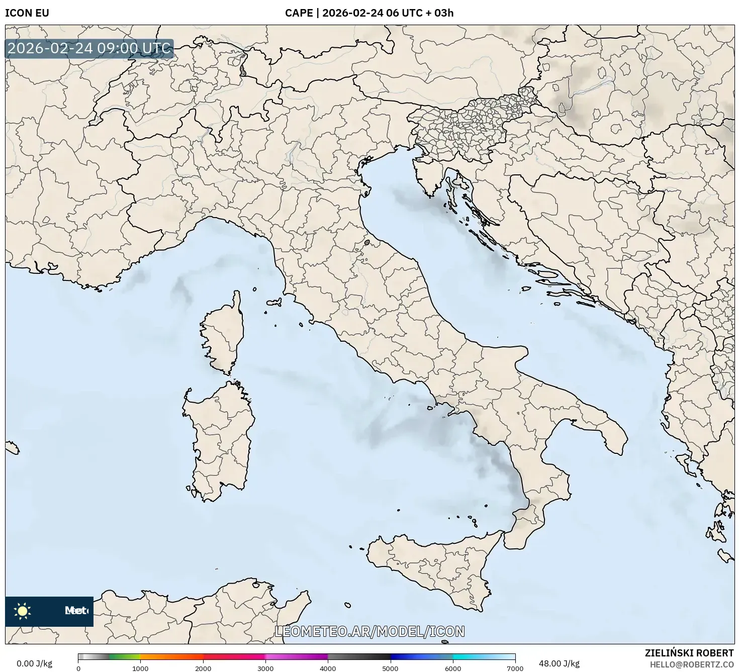 ICON model - Italia, CAPE