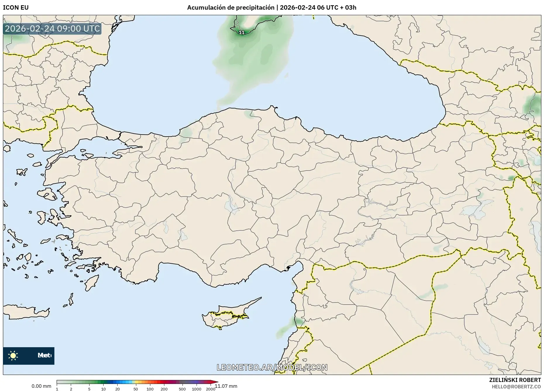ICON model - Turquía, Acumulación de precipitación
