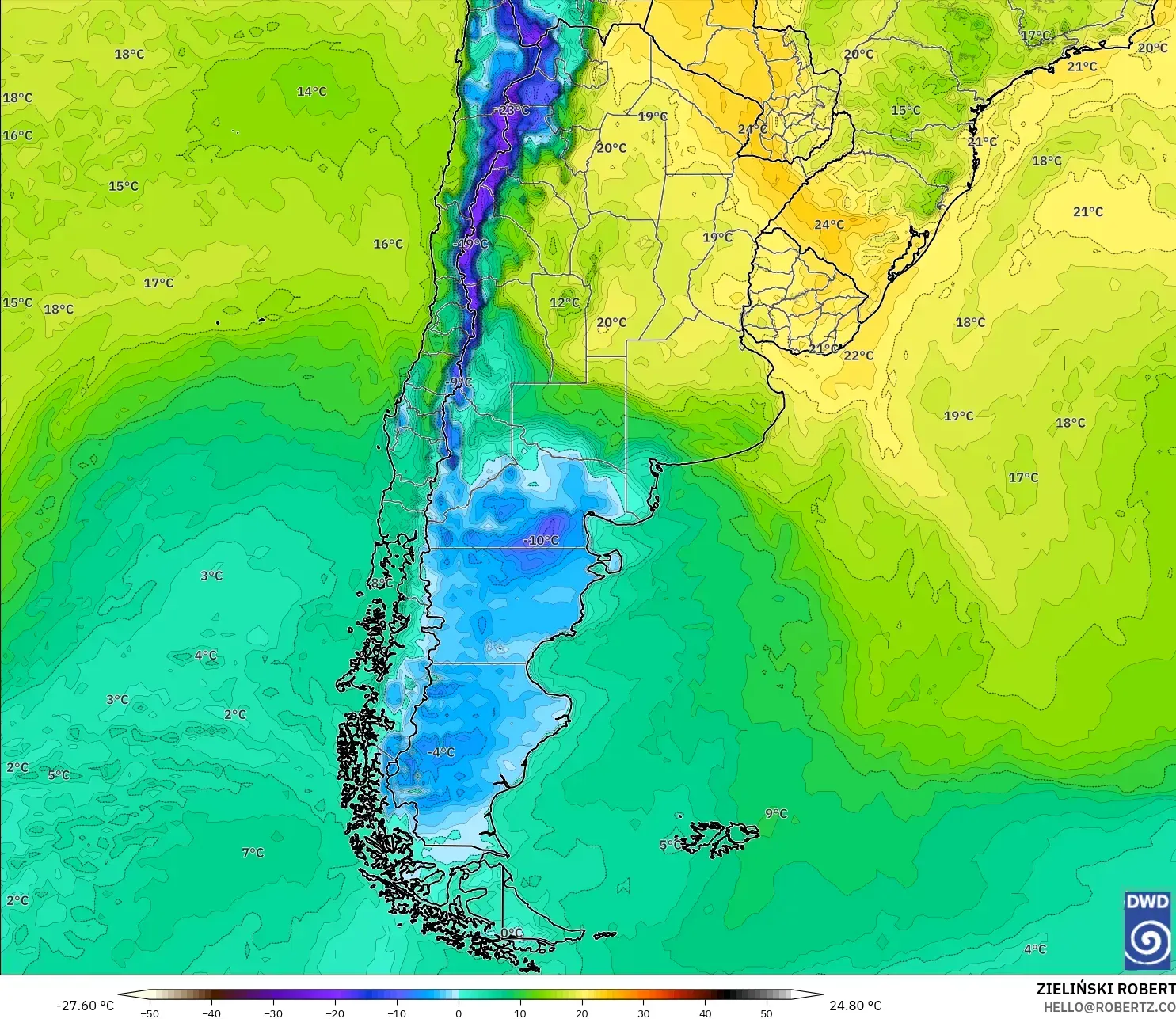 ICON modelo - Argentina, Punto de rocío a 2 m