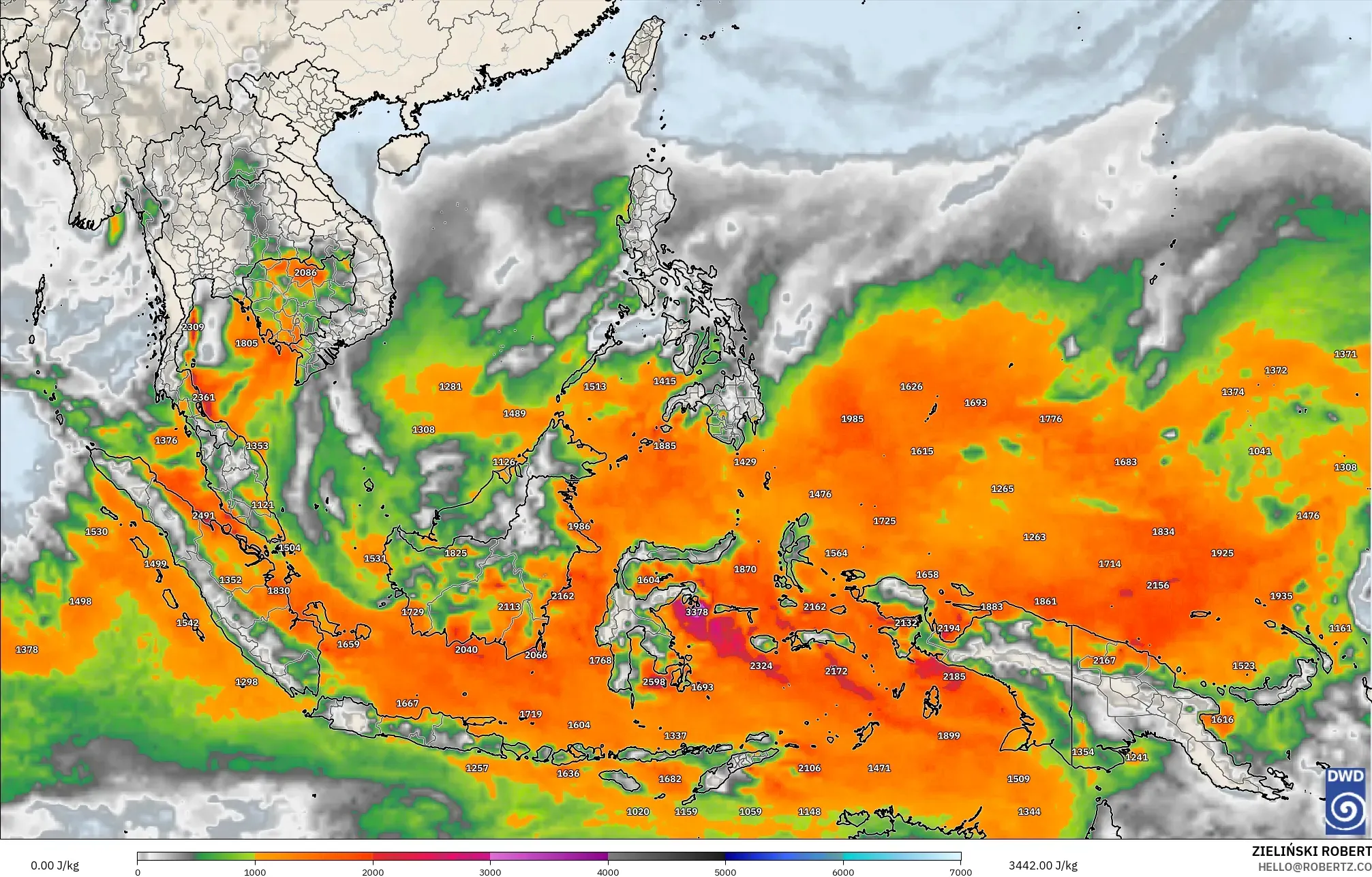 ICON modelo - Sudeste Asiático, CAPE