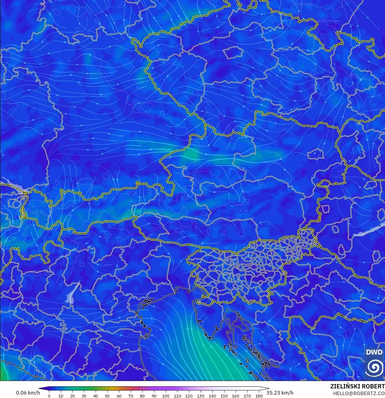 ICON modelo - Austria, Viento a 10 m