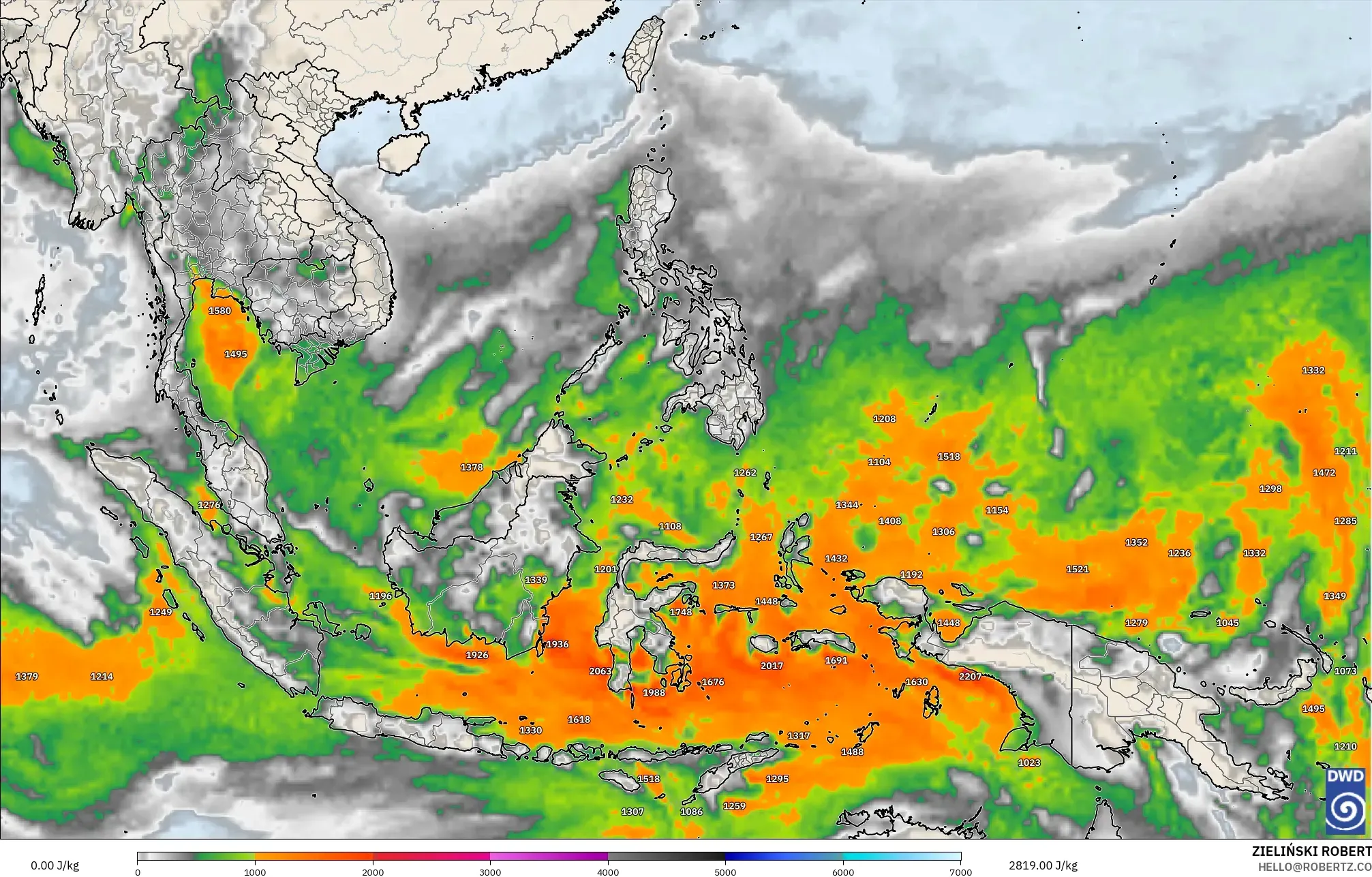 ICON modelo - Sudeste Asiático, CAPE