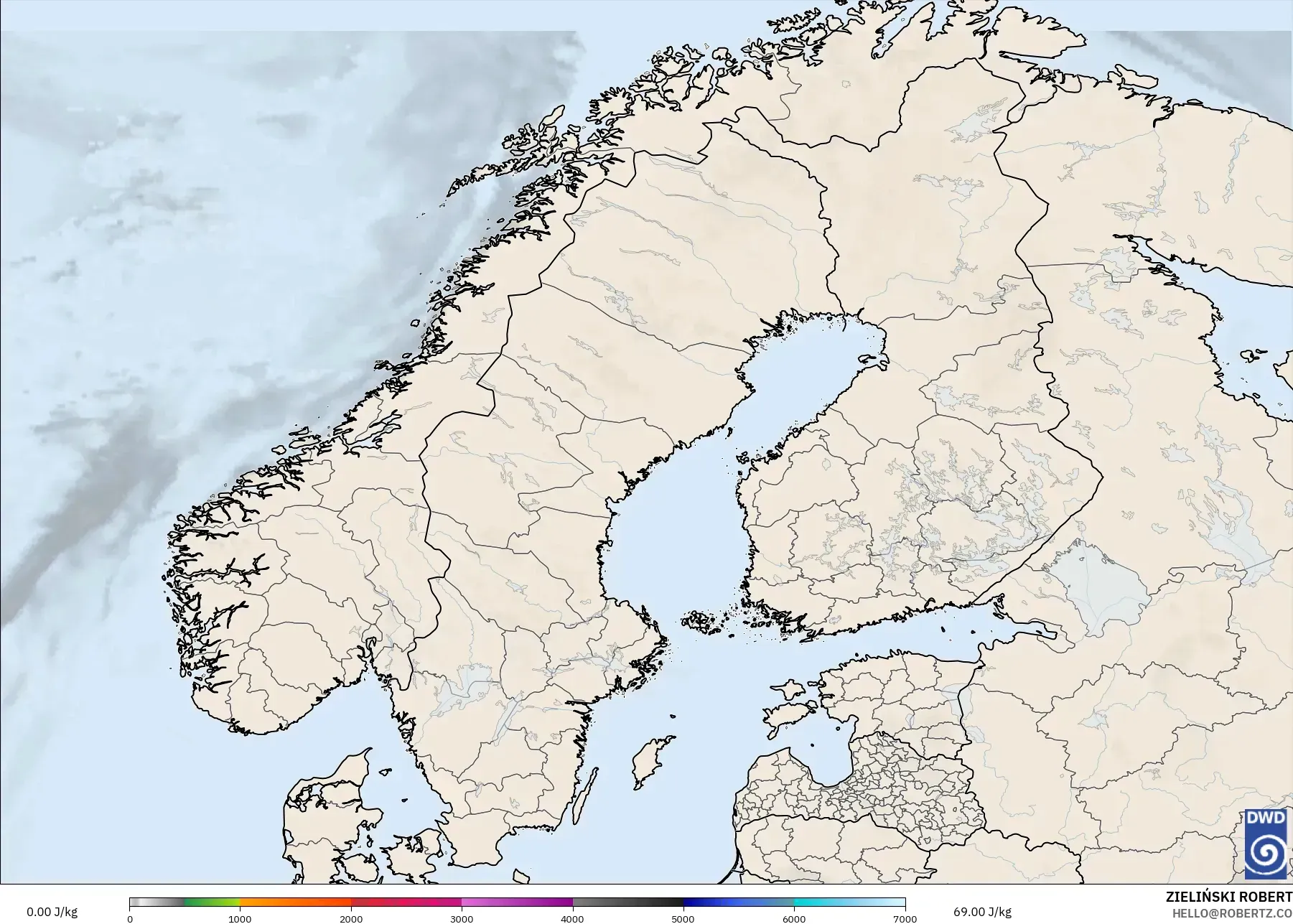 ICON modelo - Escandinavia, CAPE