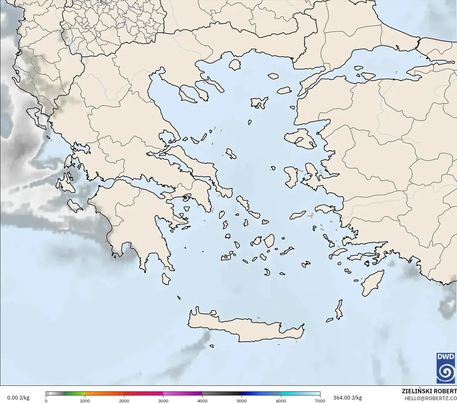 ICON modelo - Grecia, CAPE