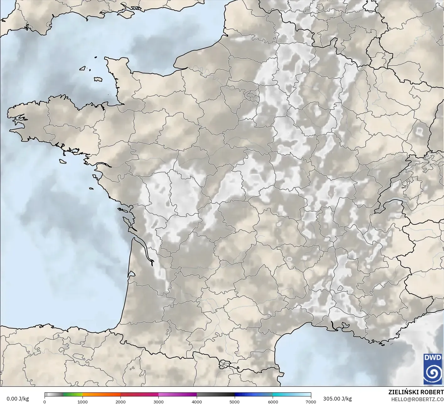 ICON modelo - Francia, CAPE
