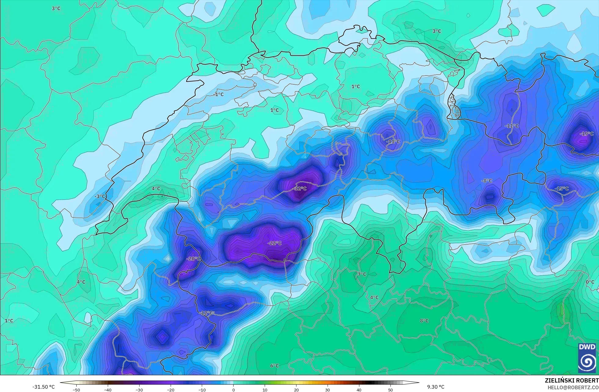 ICON modelo - Suiza, Punto de rocío a 2 m