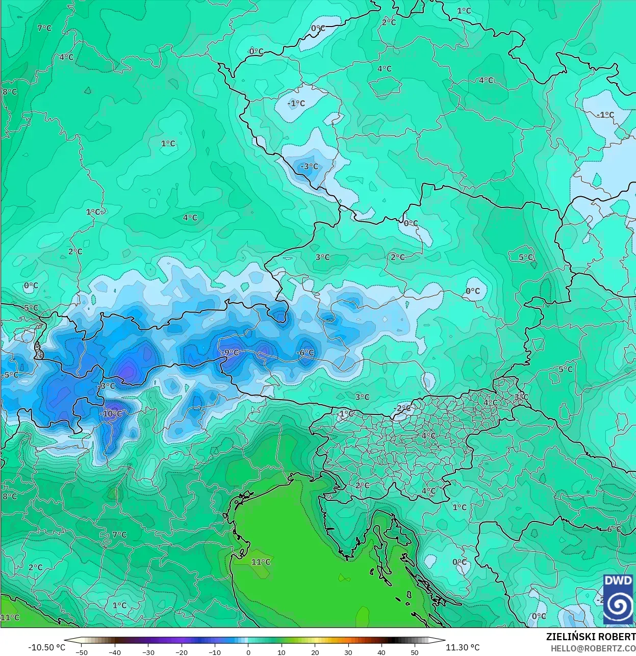 ICON modelo - Austria, Punto de rocío a 2 m