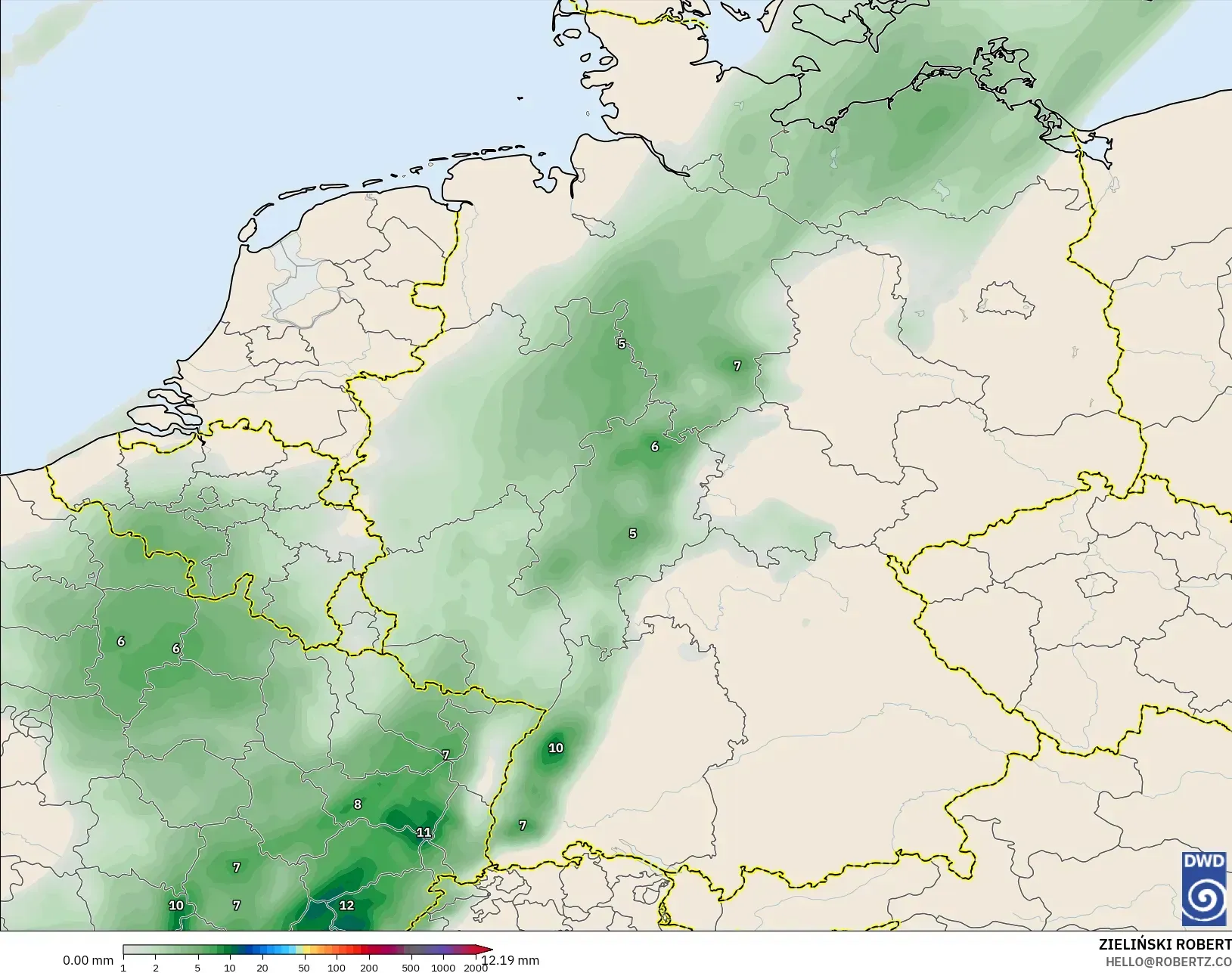 ICON modelo - Alemania, Acumulación de precipitación