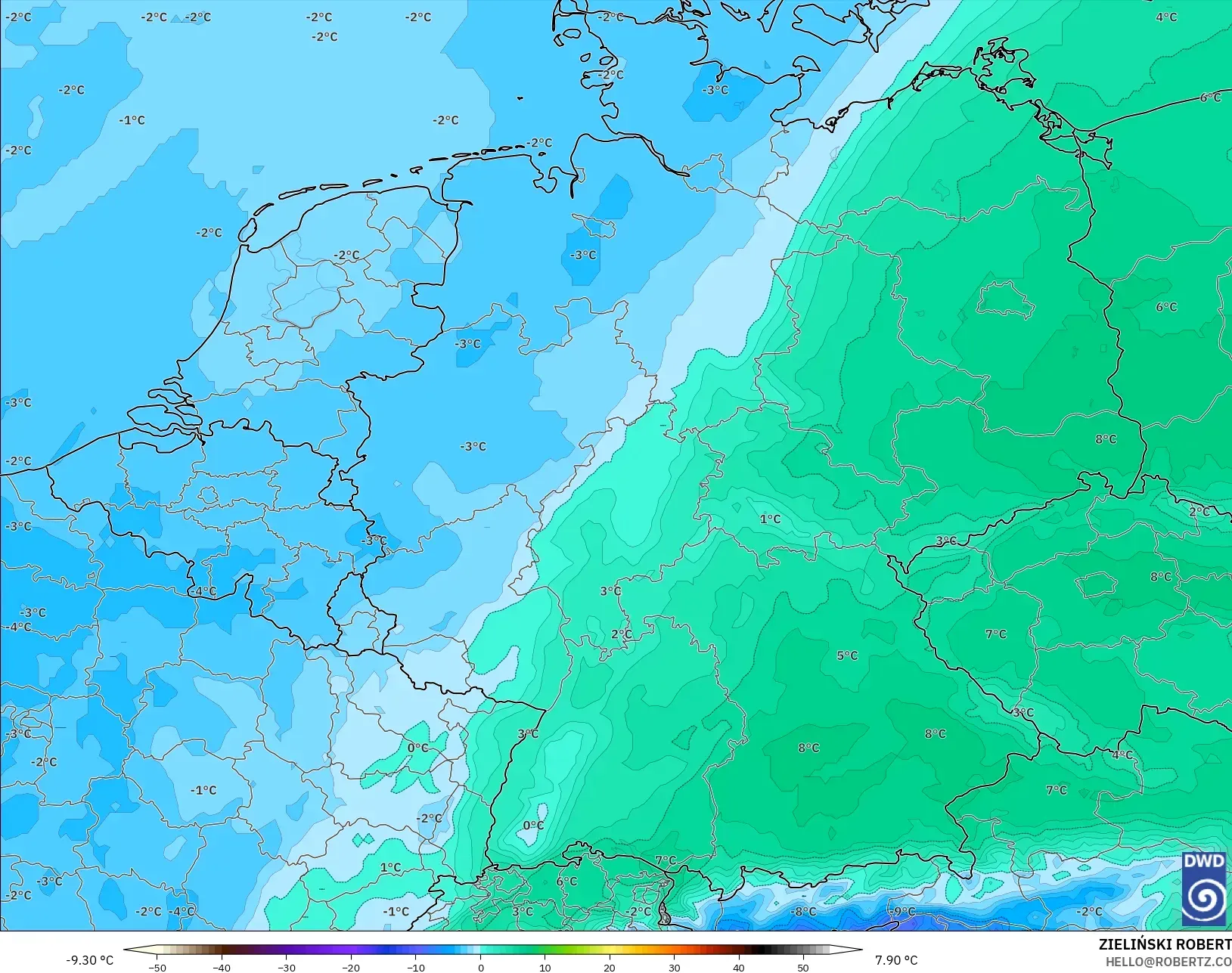 ICON modelo - Alemania, Temperatura a 850 hPa