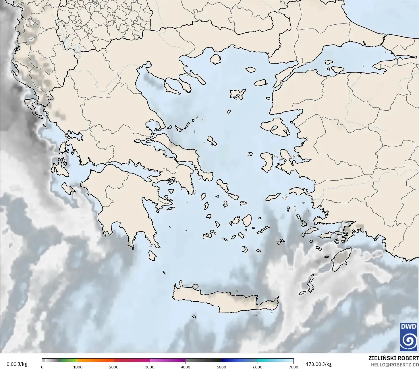 ICON modelo - Grecia, CAPE