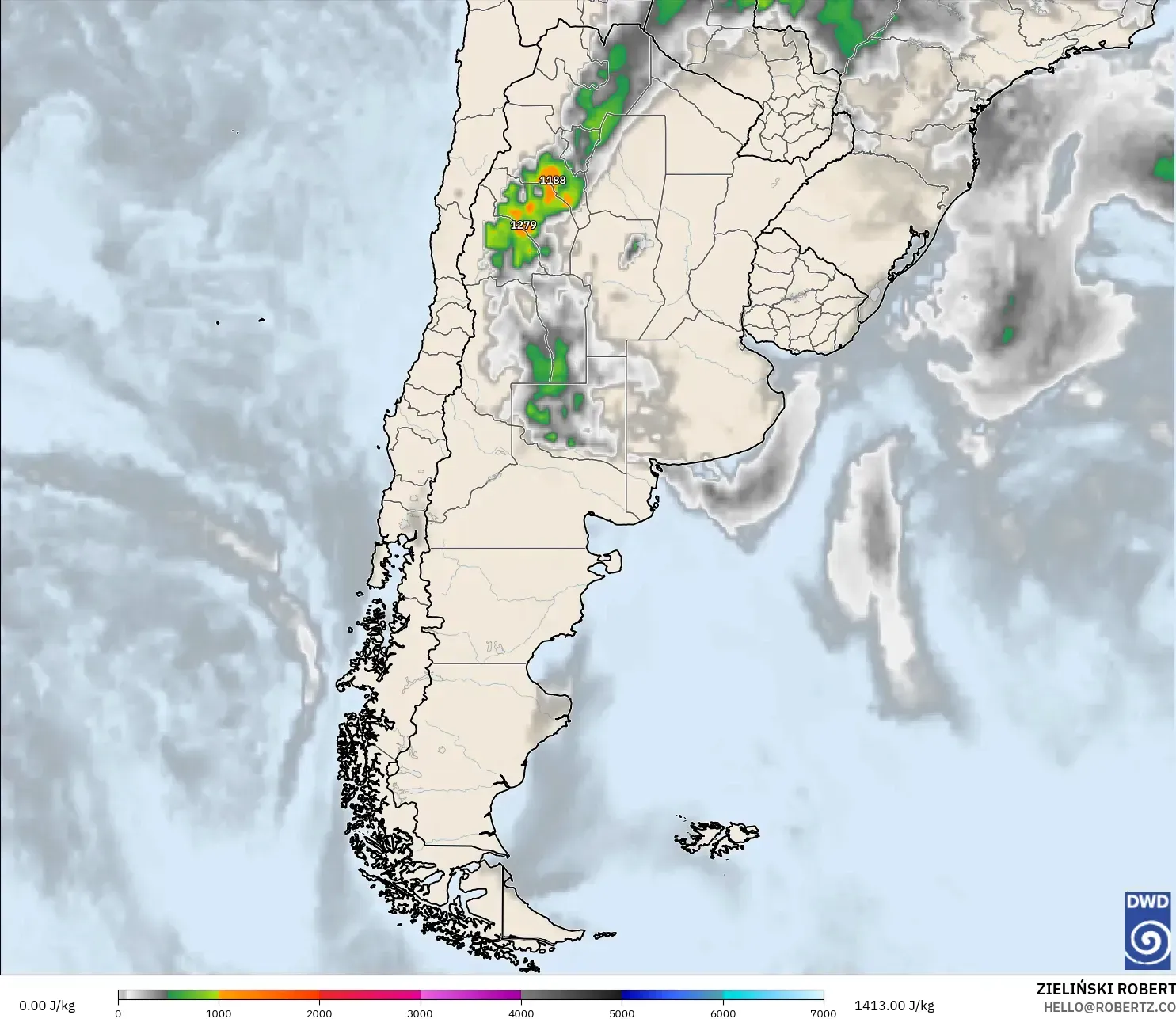 ICON modelo - Argentina, CAPE