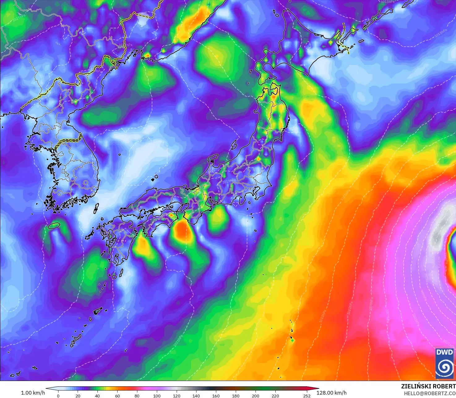 ICON modelo - Japón, Ráfagas de viento