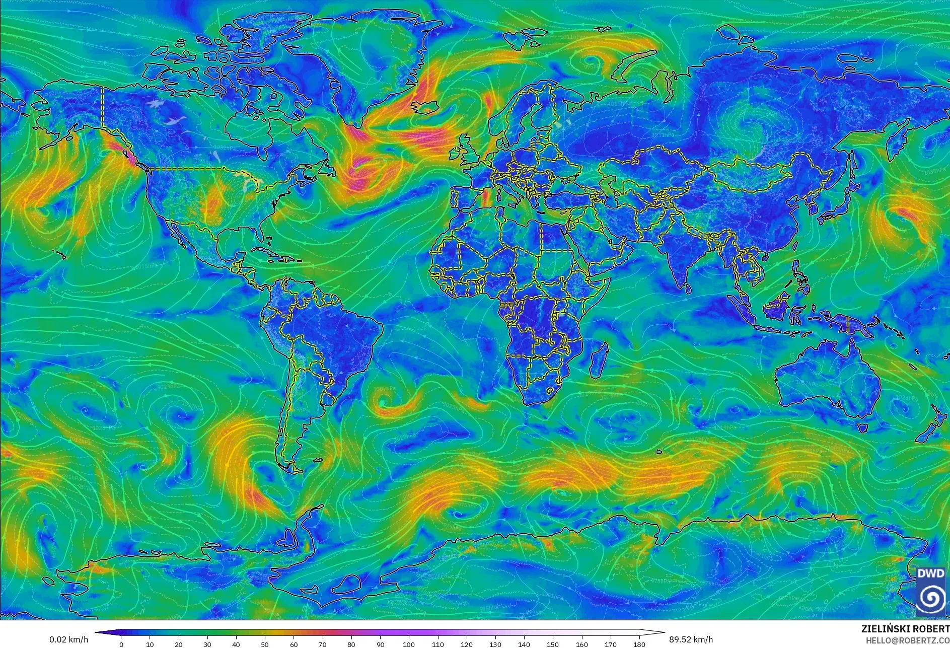 ICON modelo - Mundo, Viento a 10 m