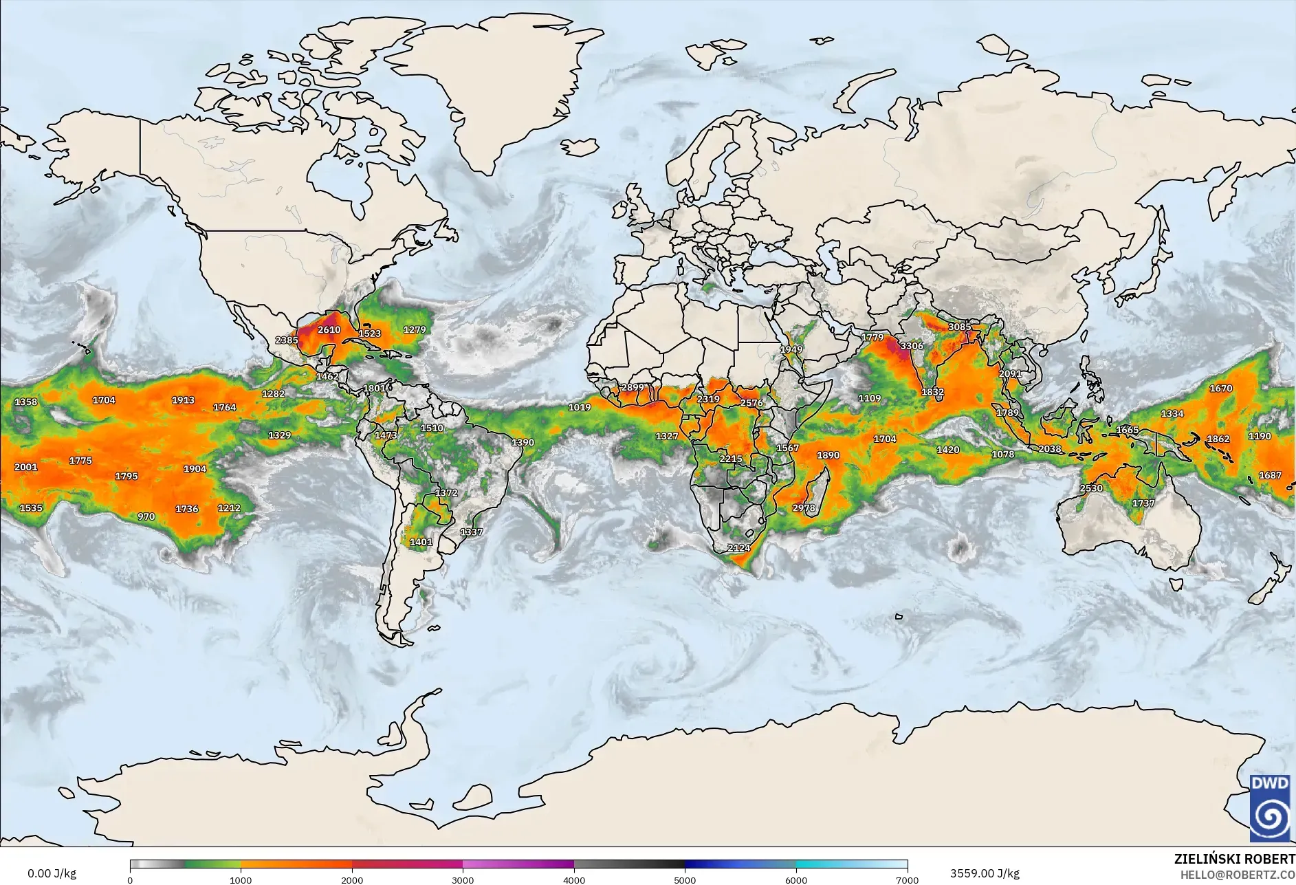 ICON modelo - Mundo, CAPE
