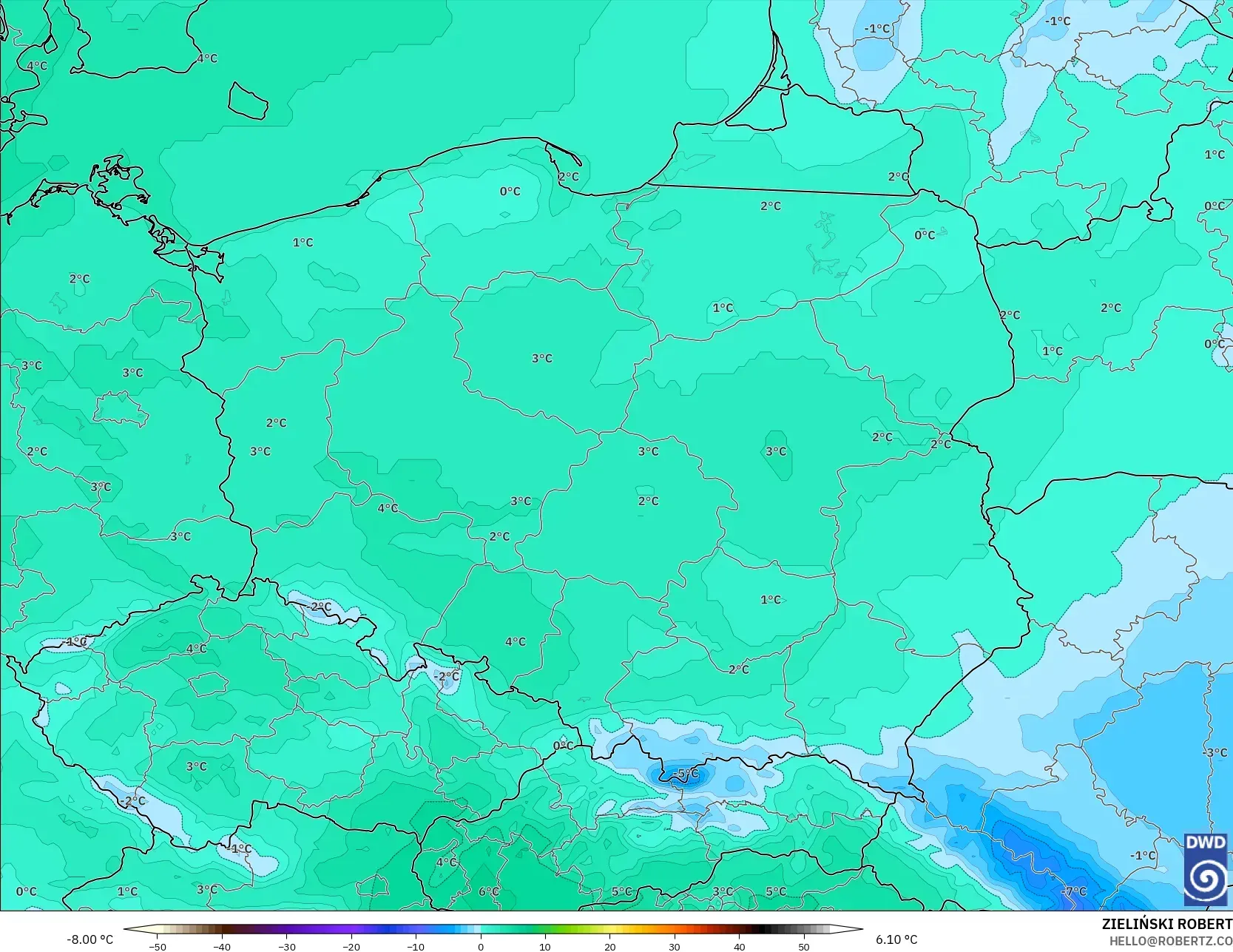 ICON modelo - Polonia, Temperatura a 850 hPa