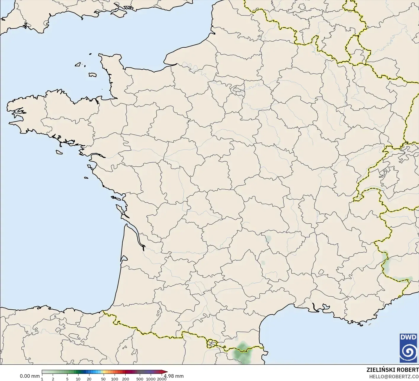 ICON modelo - Francia, Acumulación de precipitación