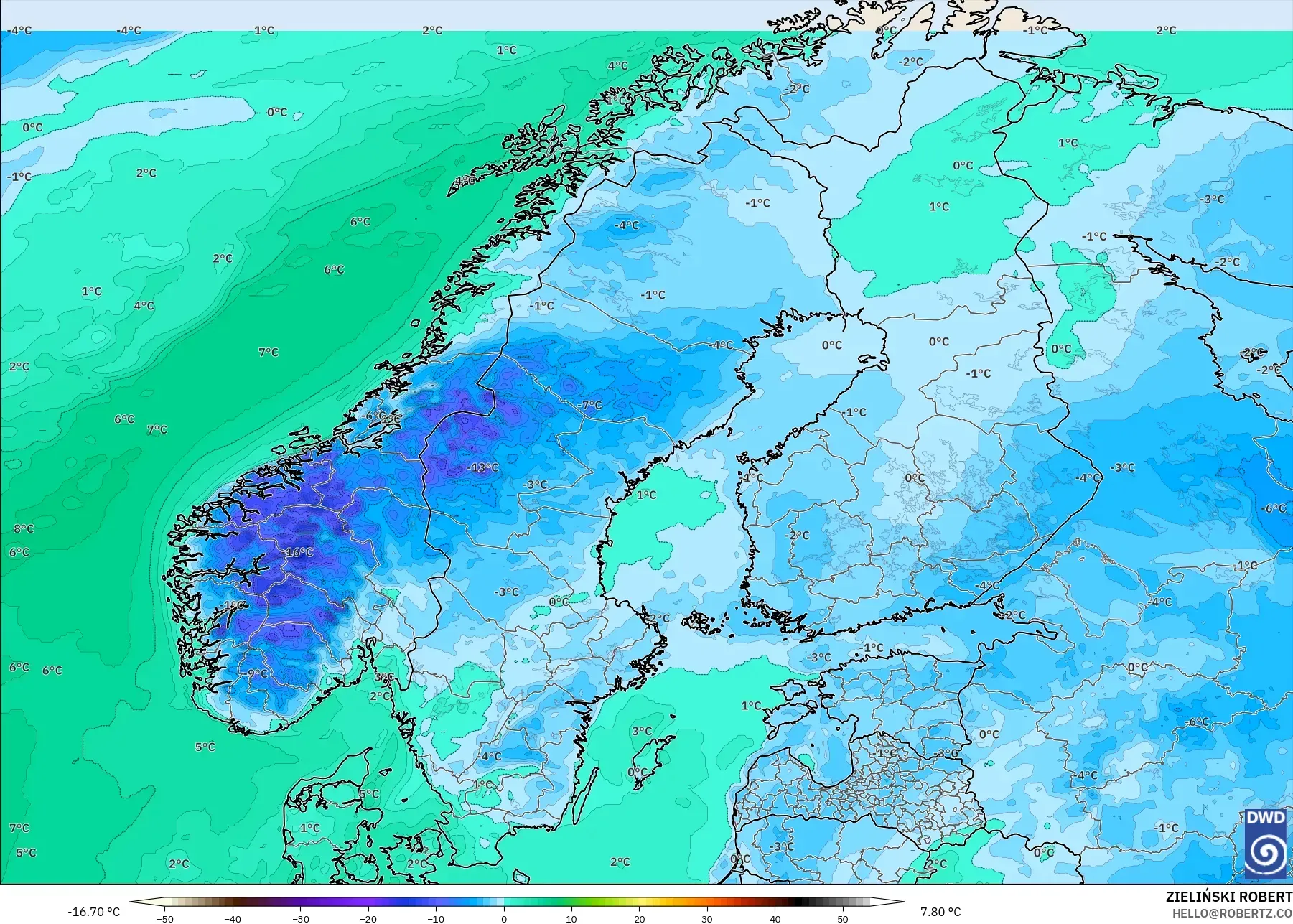 ICON modelo - Escandinavia, Punto de rocío a 2 m