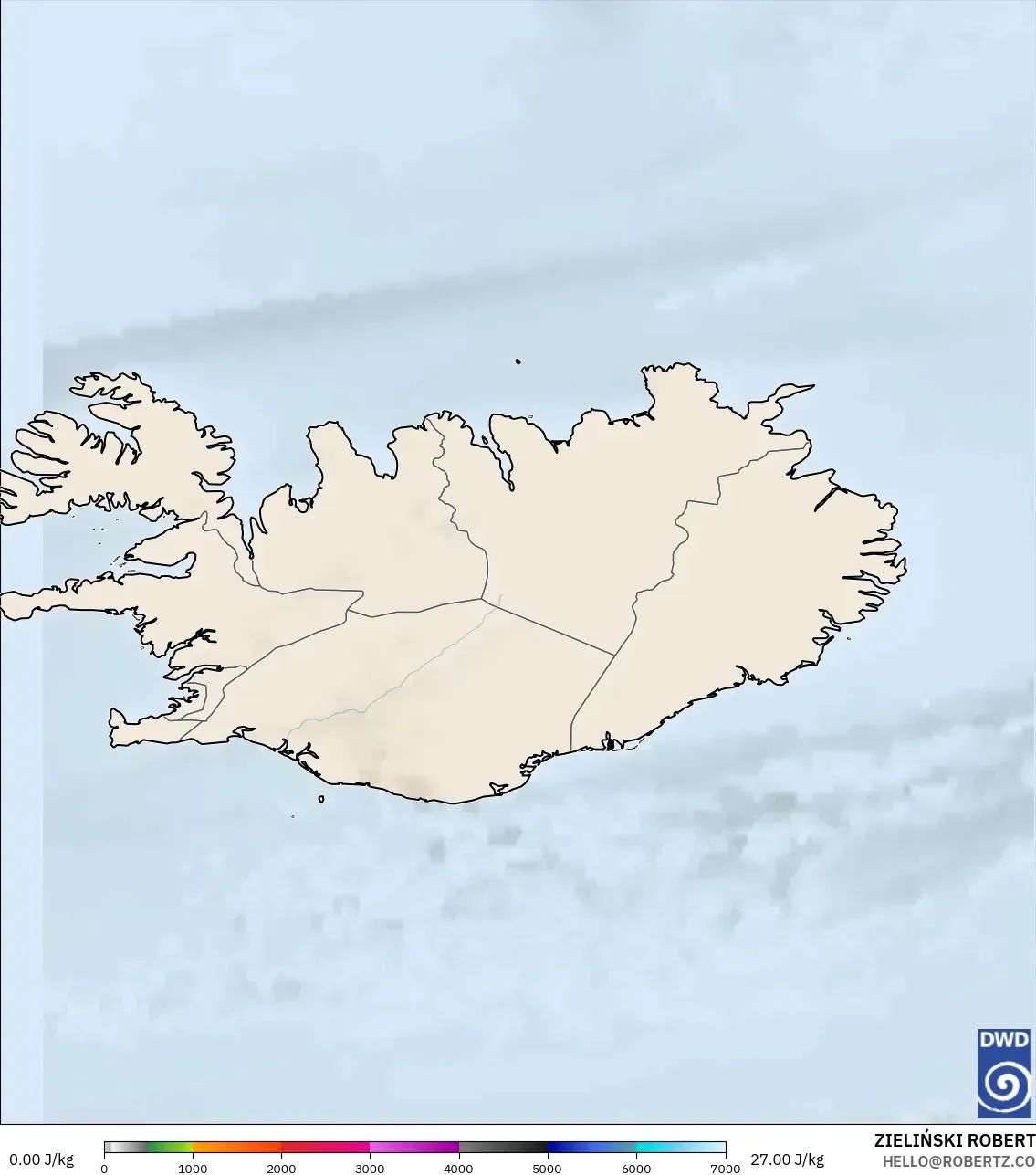 ICON modelo - Islandia, CAPE
