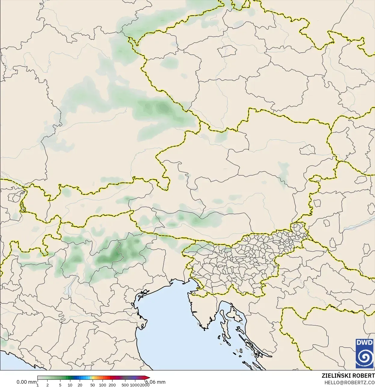 ICON modelo - Austria, Acumulación de precipitación