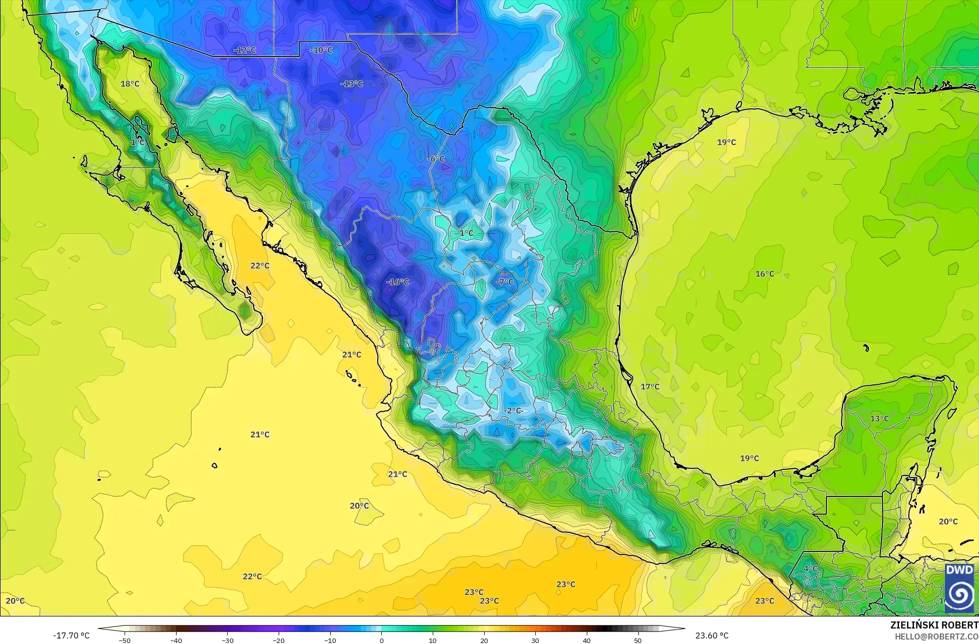 ICON modelo - México, Punto de rocío a 2 m