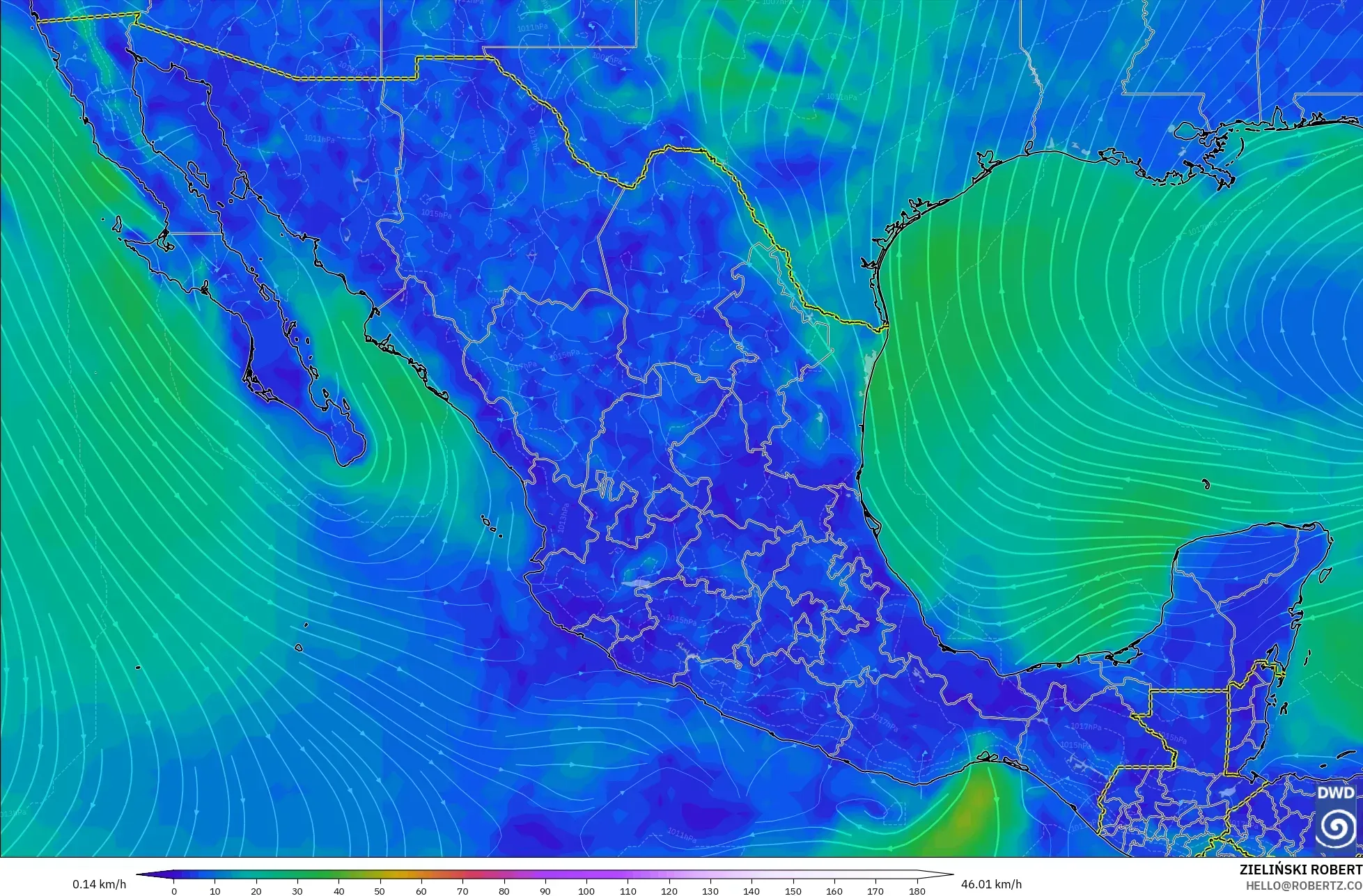 ICON modelo - México, Viento a 10 m