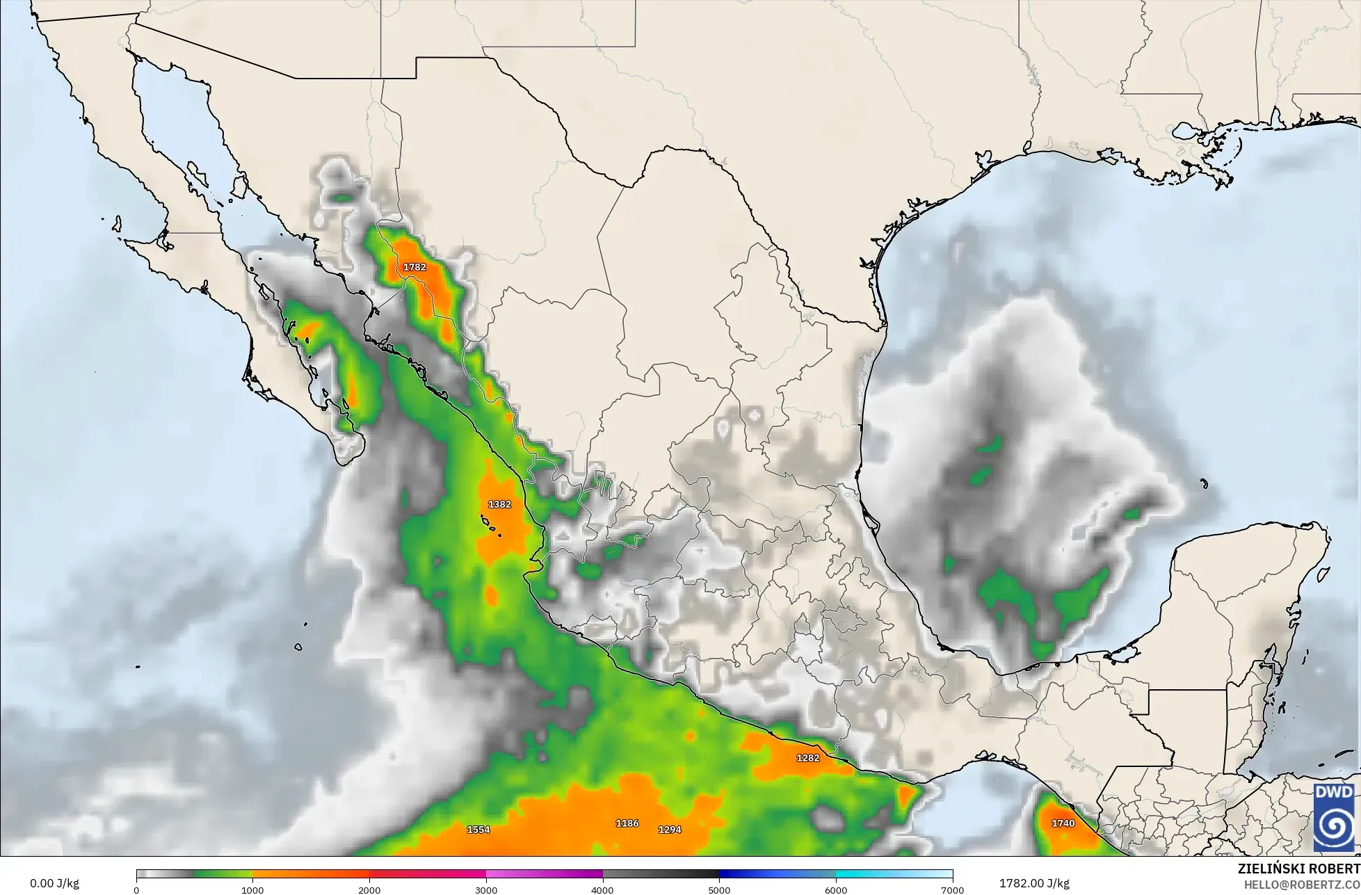 ICON modelo - México, CAPE