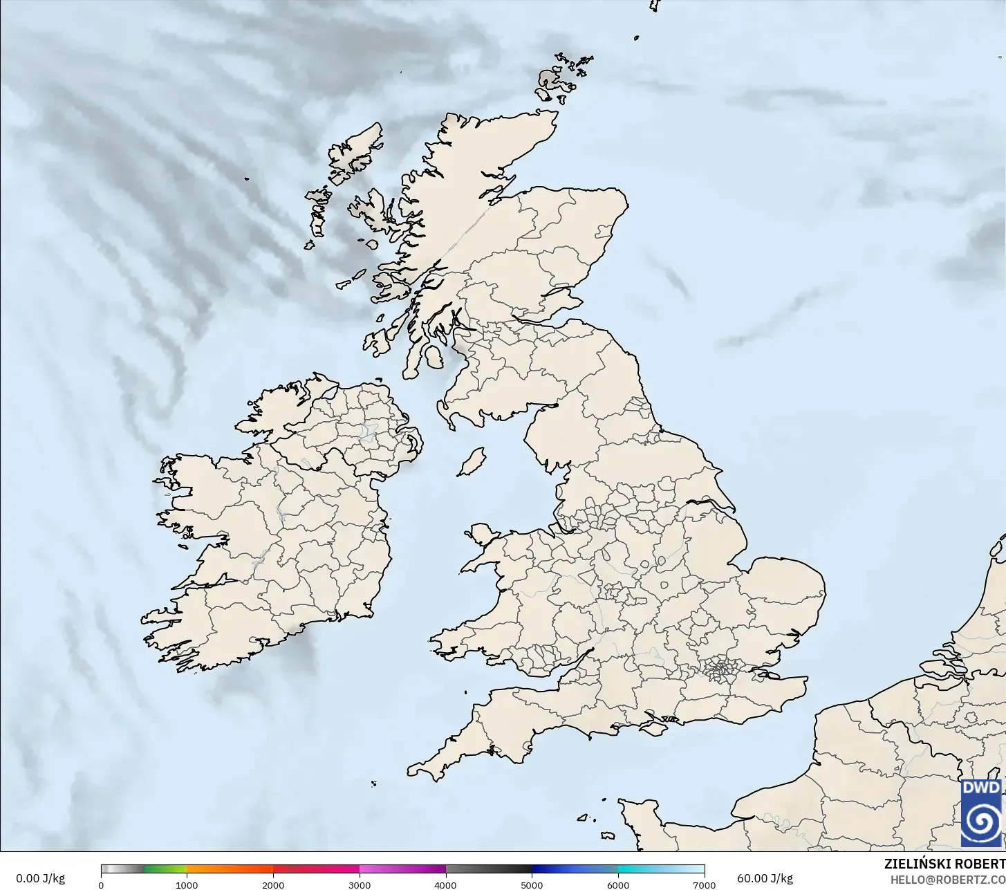 ICON modelo - Reino Unido, CAPE