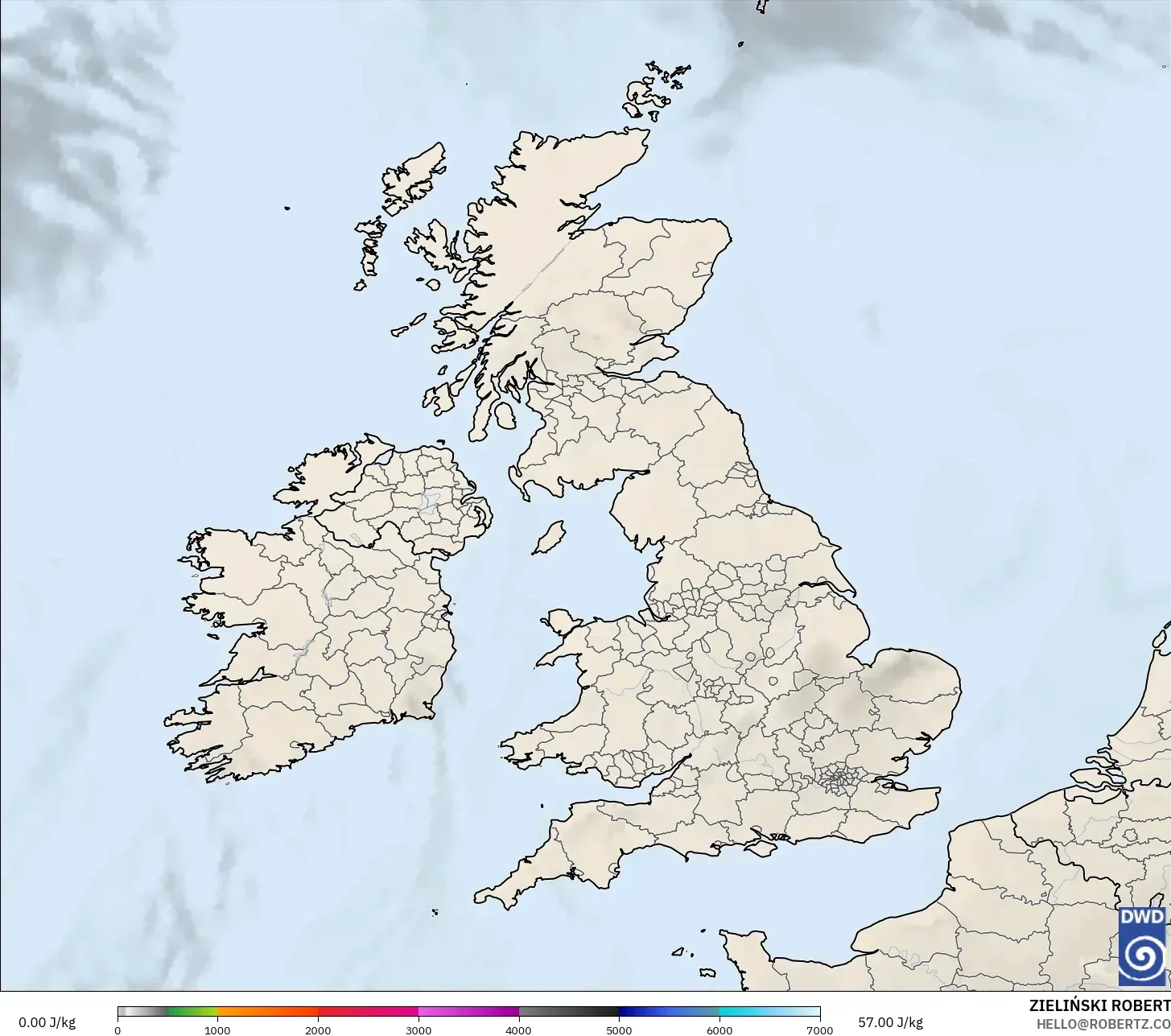 ICON modelo - Reino Unido, CAPE