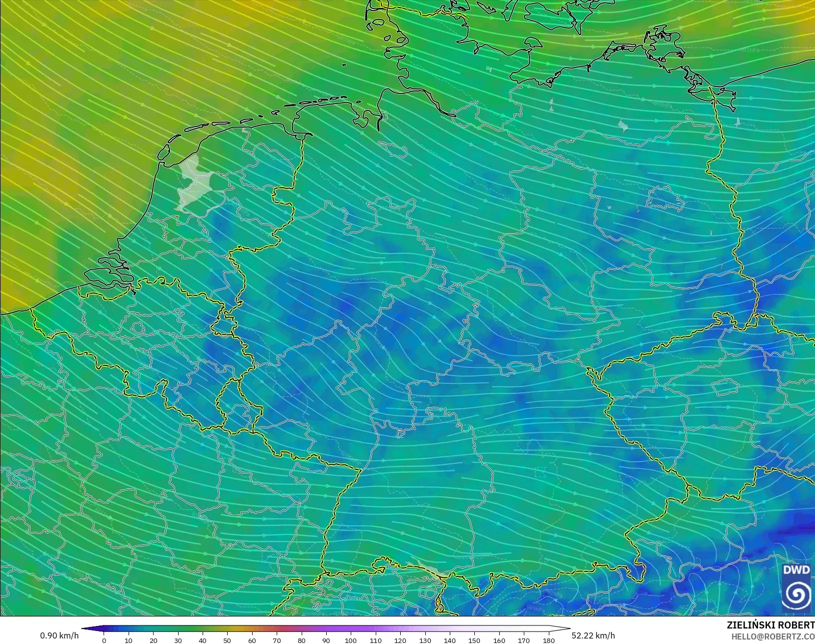 ICON modelo - Alemania, Viento a 10 m